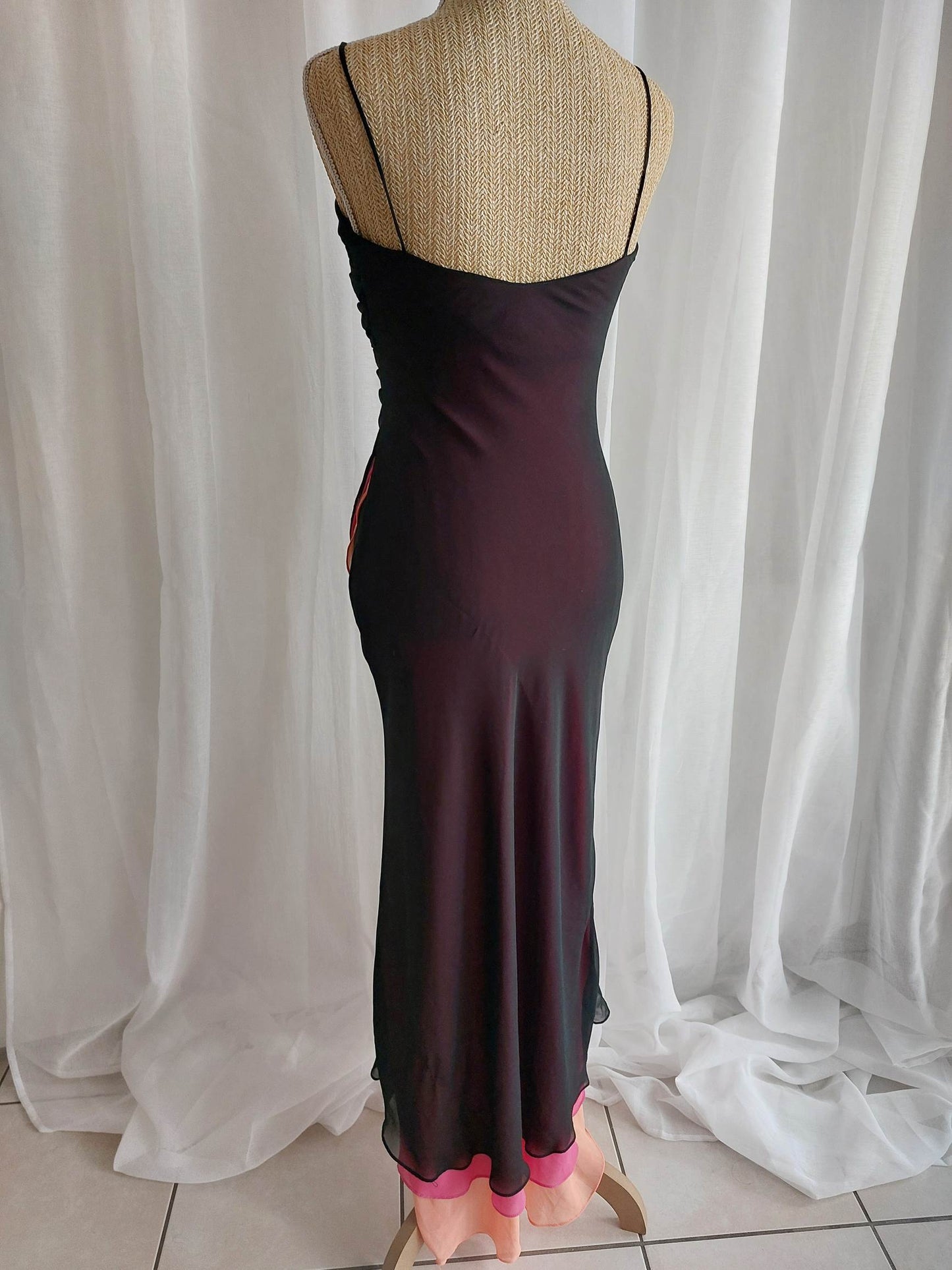PARADISE EVENING robe de soirée avec fleurs et strass T.34/36