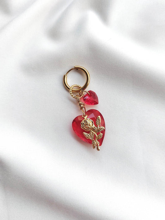 PASSIONATA gold and red single loop earring