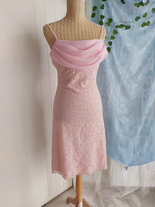 BLUSH pale pink floral lace dress size 36