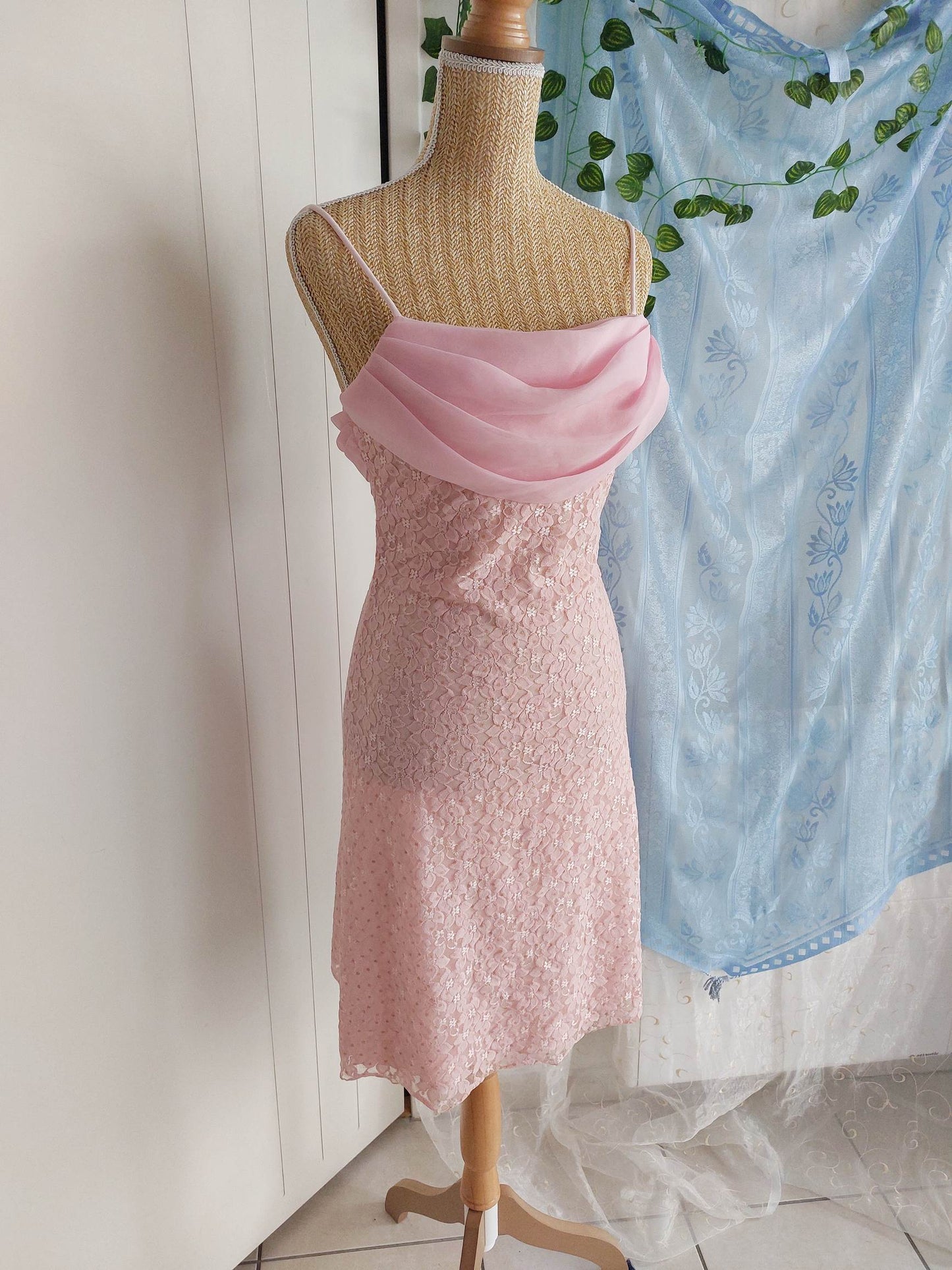 BLUSH pale pink floral lace dress size 36