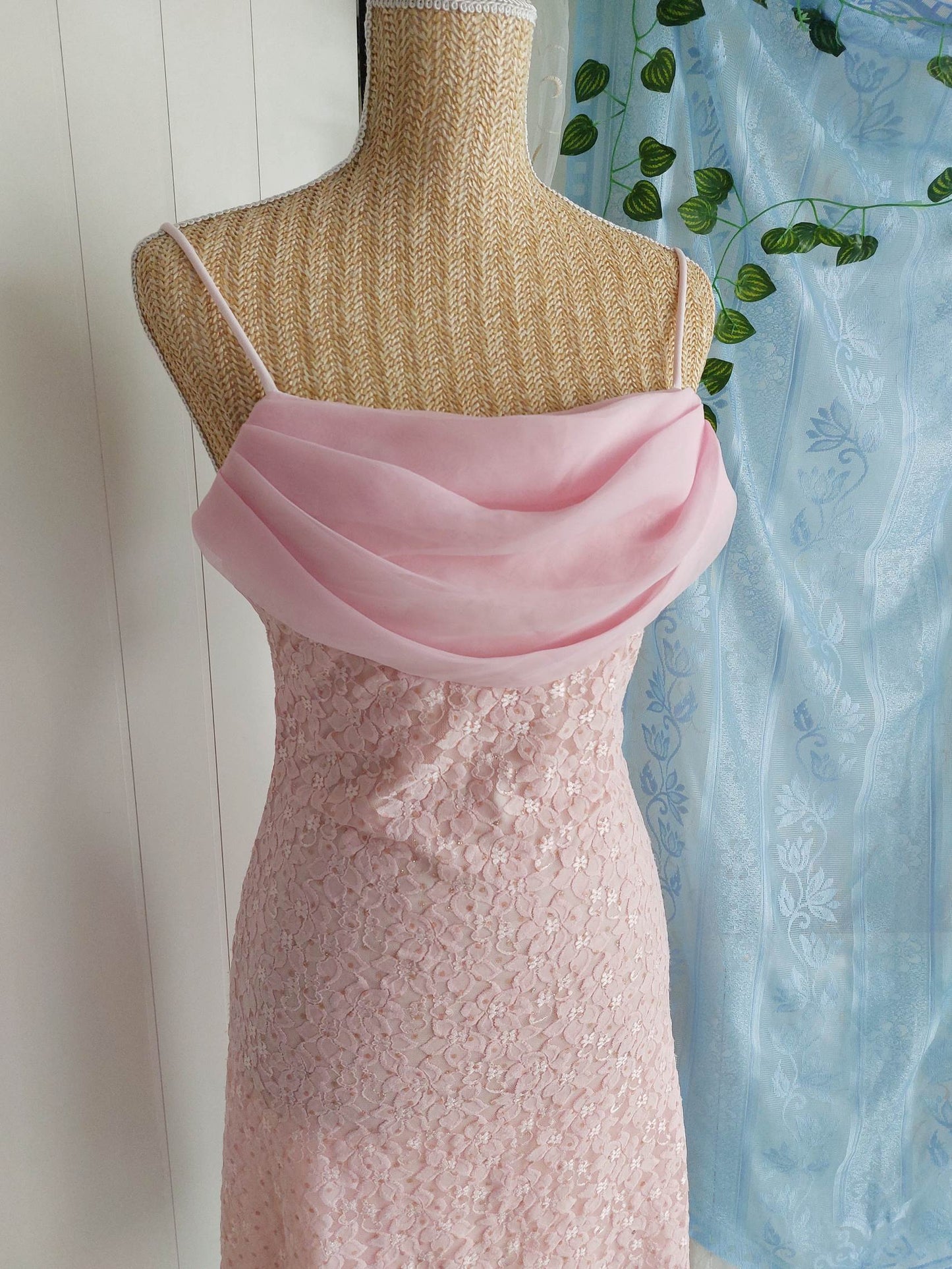 BLUSH pale pink floral lace dress size 36