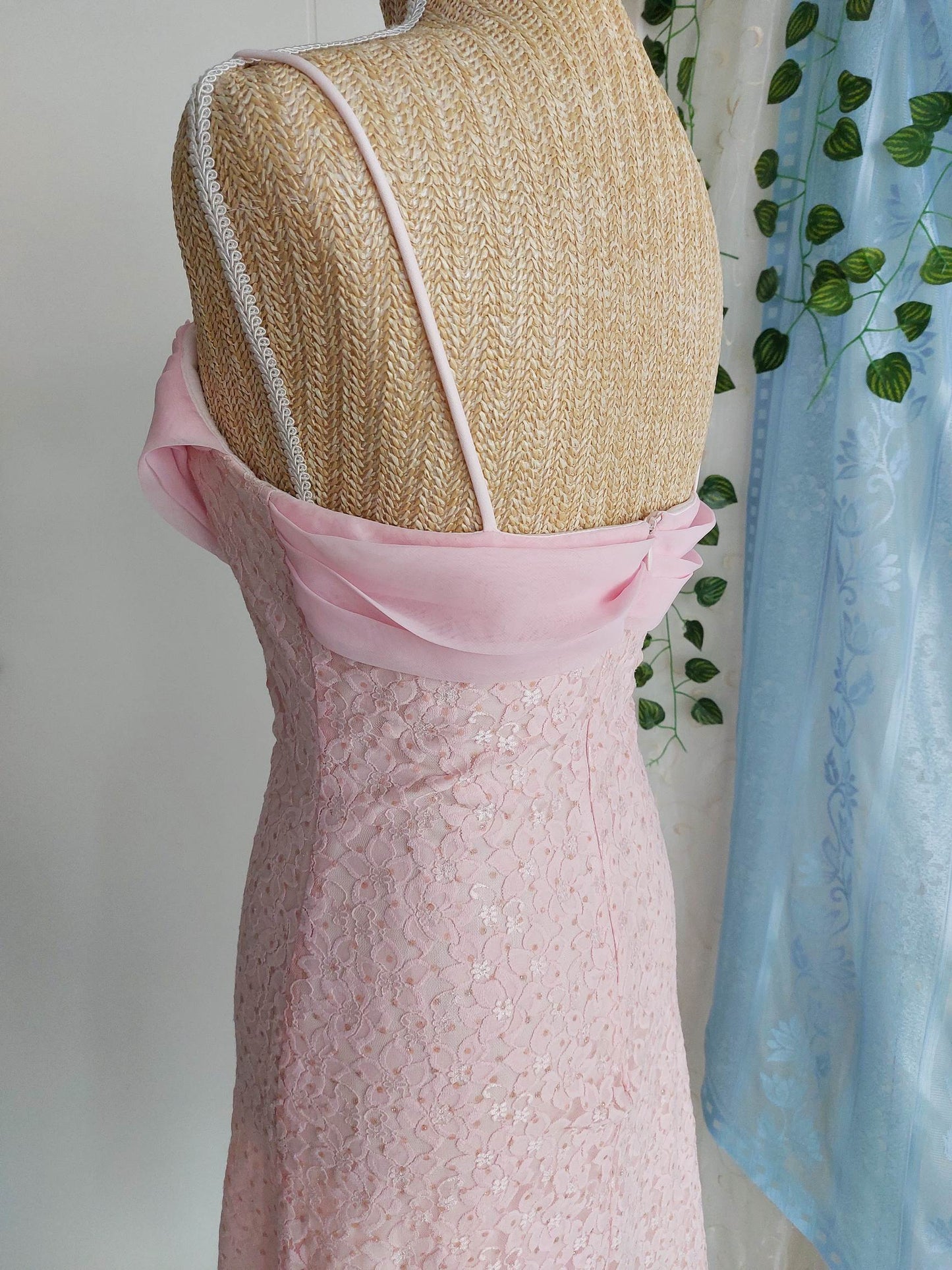 BLUSH pale pink floral lace dress size 36