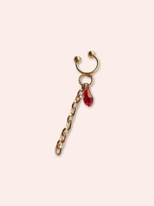 PIRATE gold and red earcuff