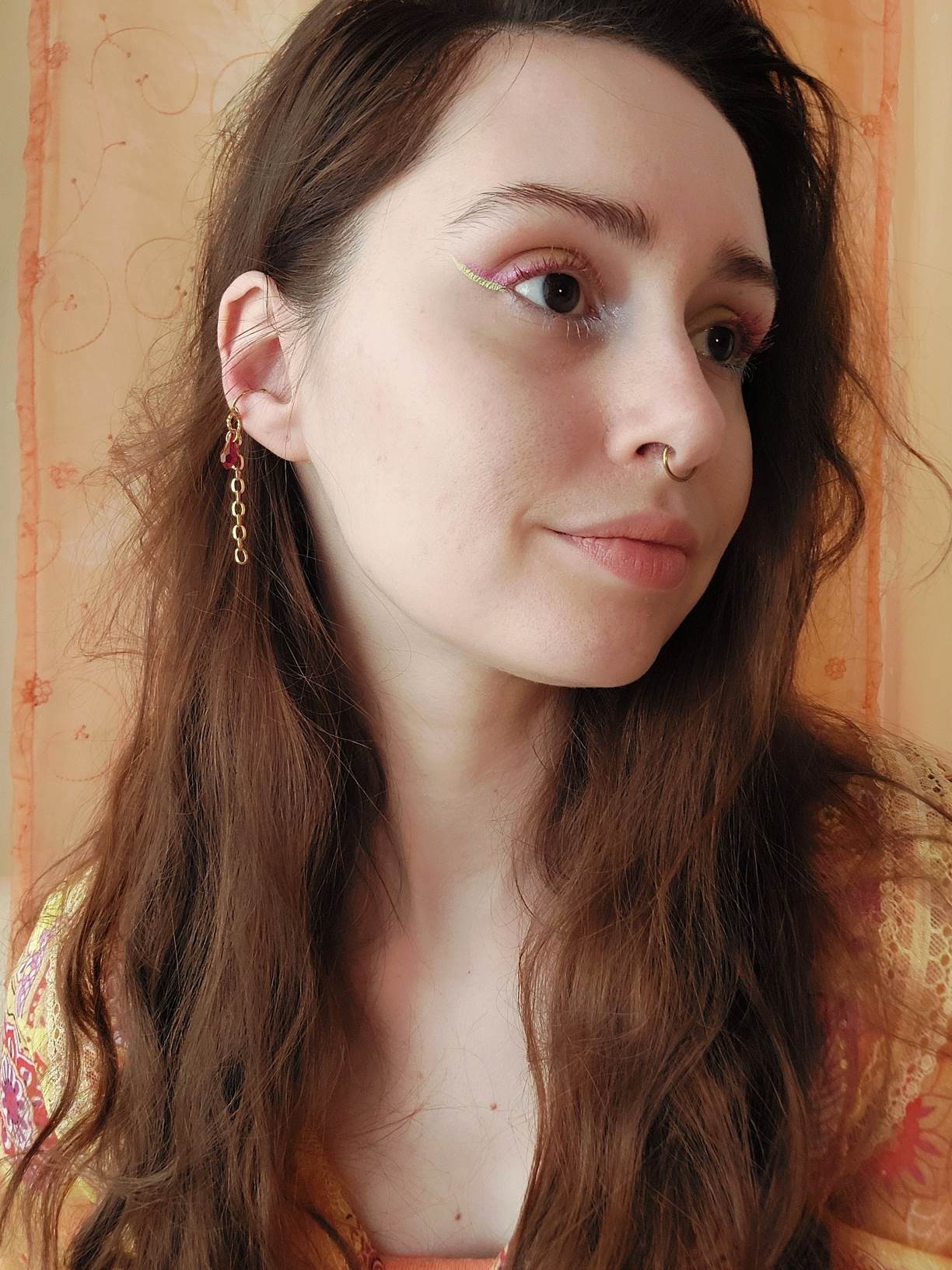 PIRATE gold and red earcuff