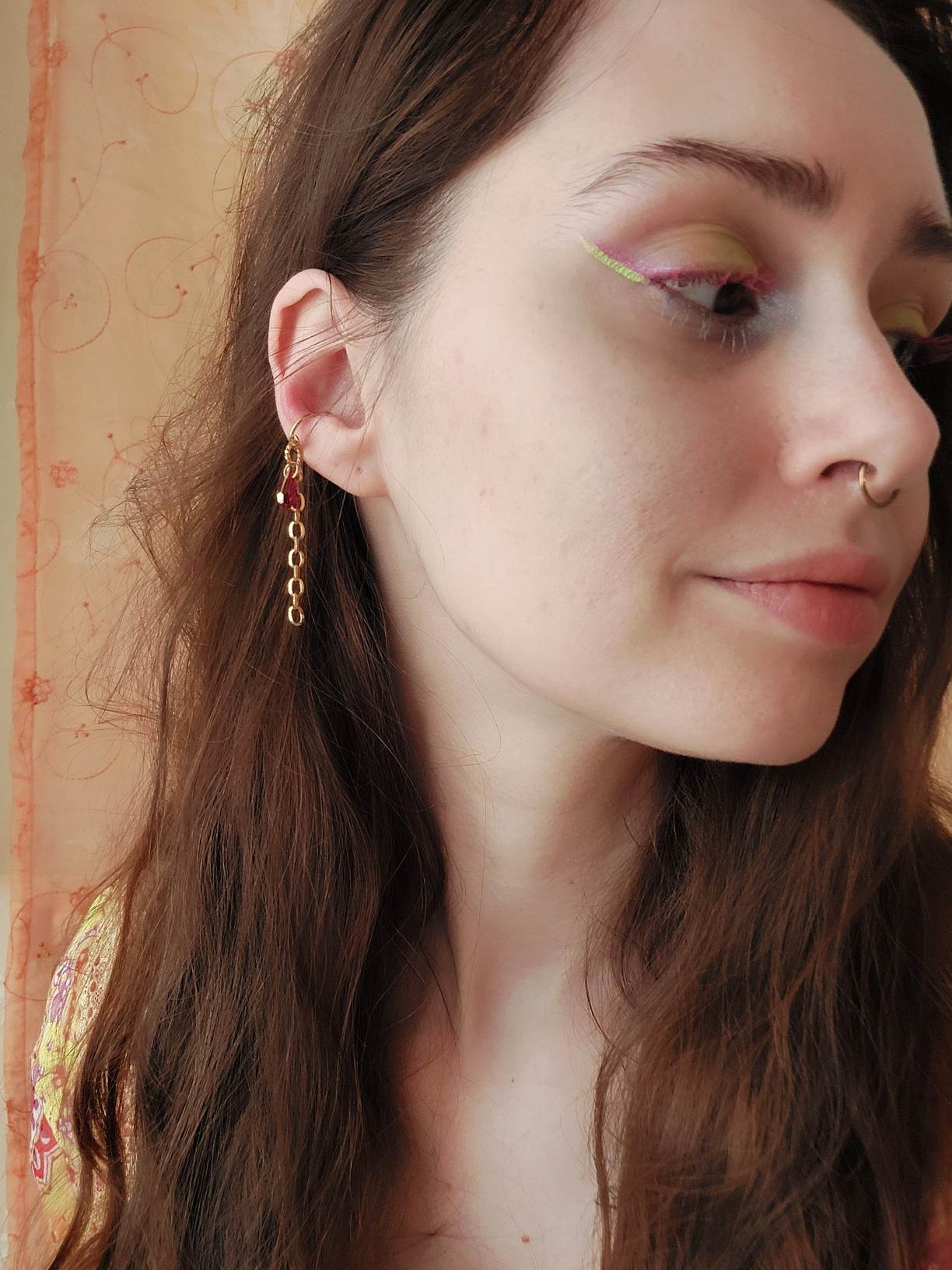 PIRATE gold and red earcuff