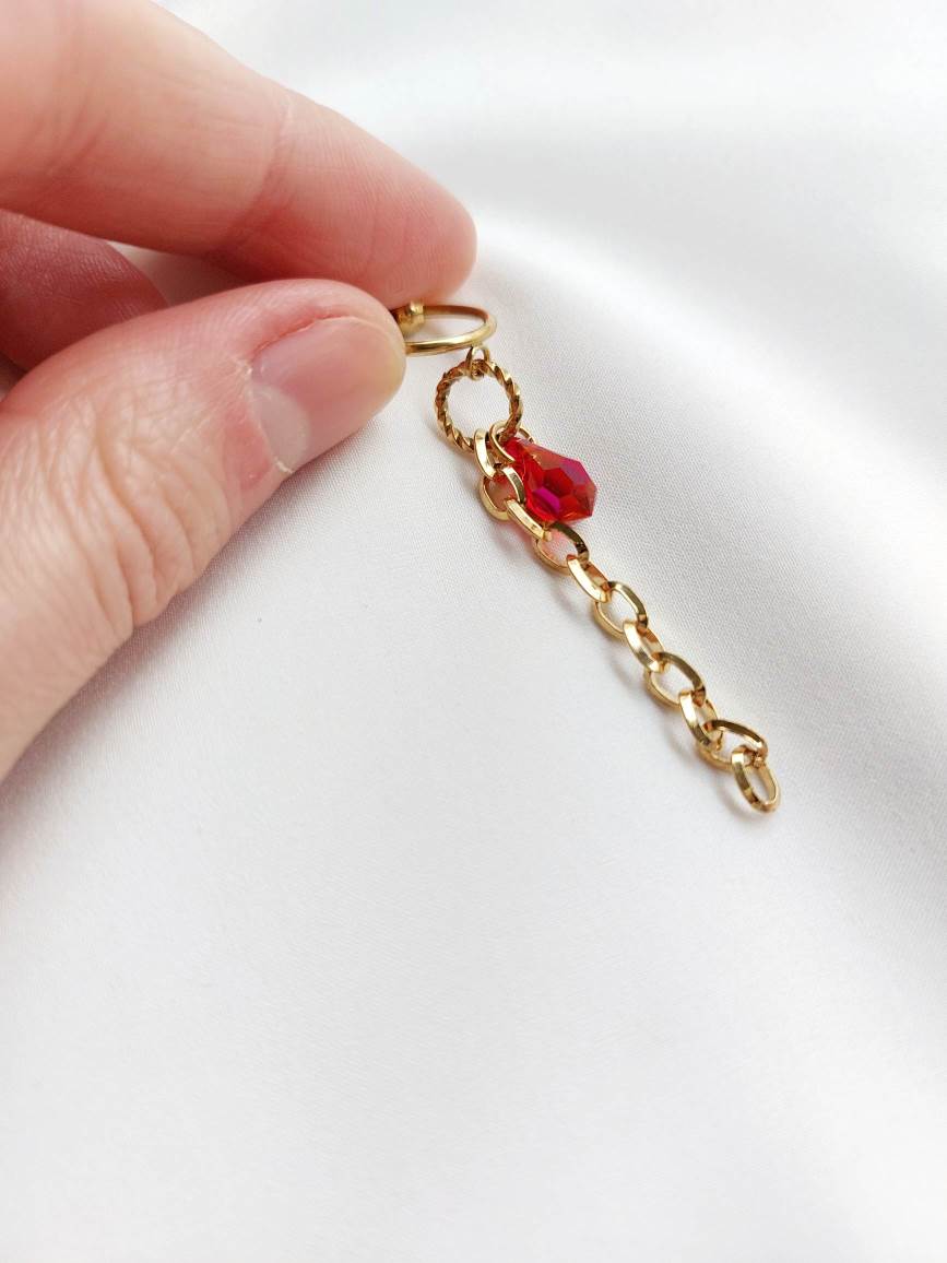 PIRATE gold and red earcuff
