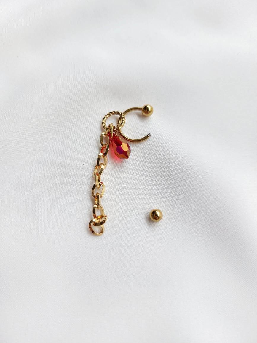 PIRATE gold and red earcuff