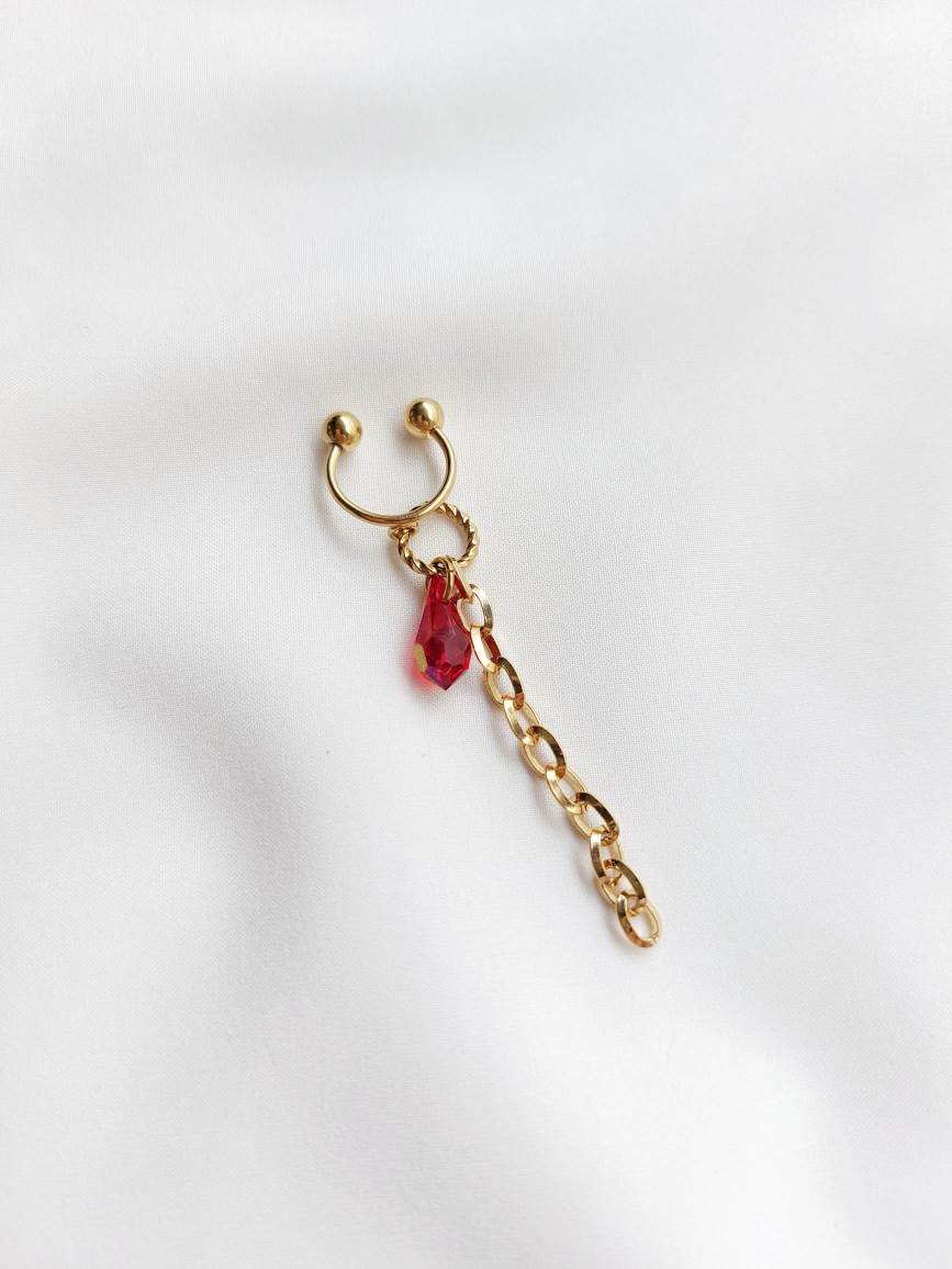 PIRATE gold and red earcuff