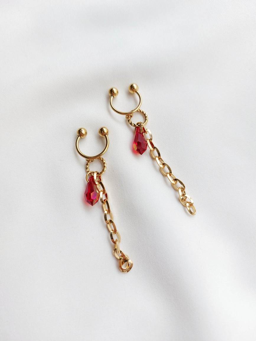 PIRATE gold and red earcuff