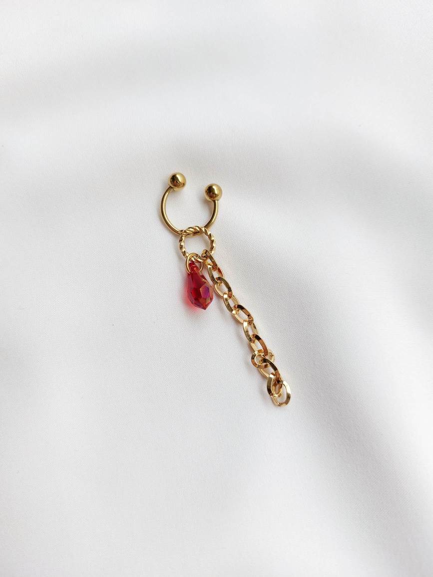PIRATE gold and red earcuff
