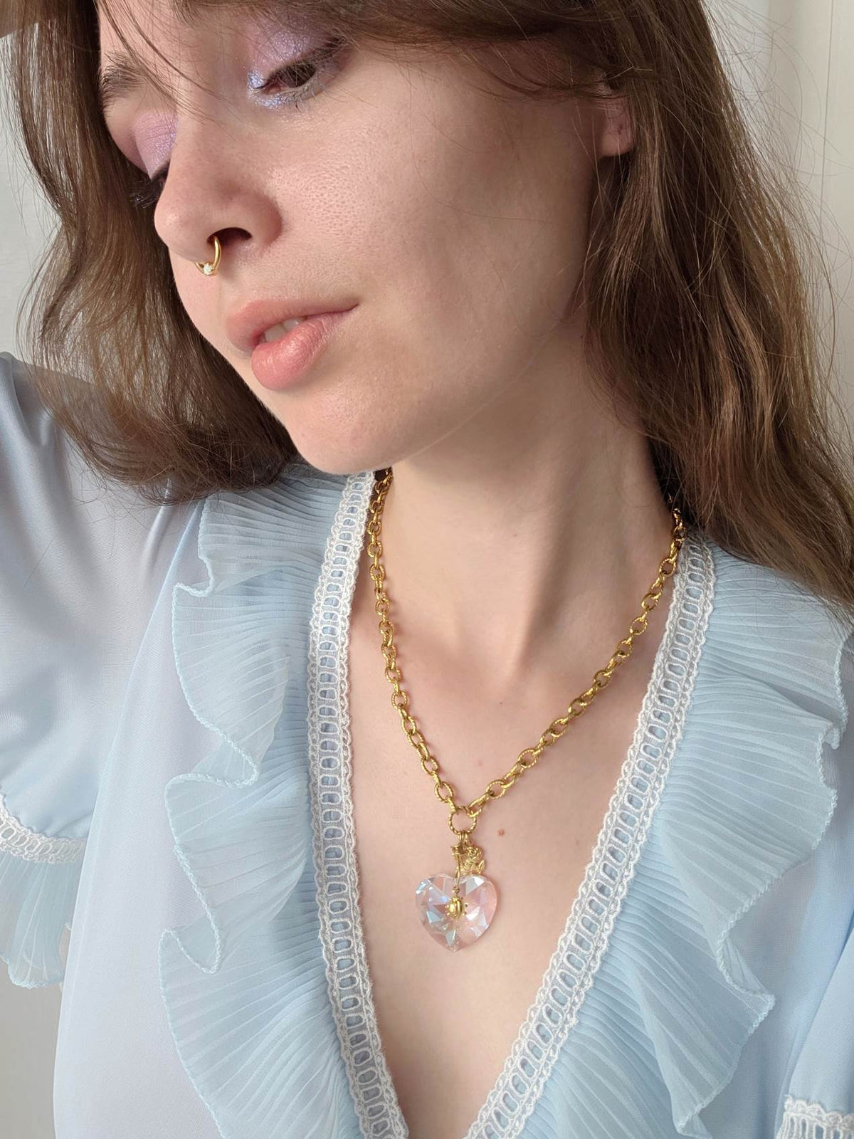 PORTAIL collier doré cœur cristal