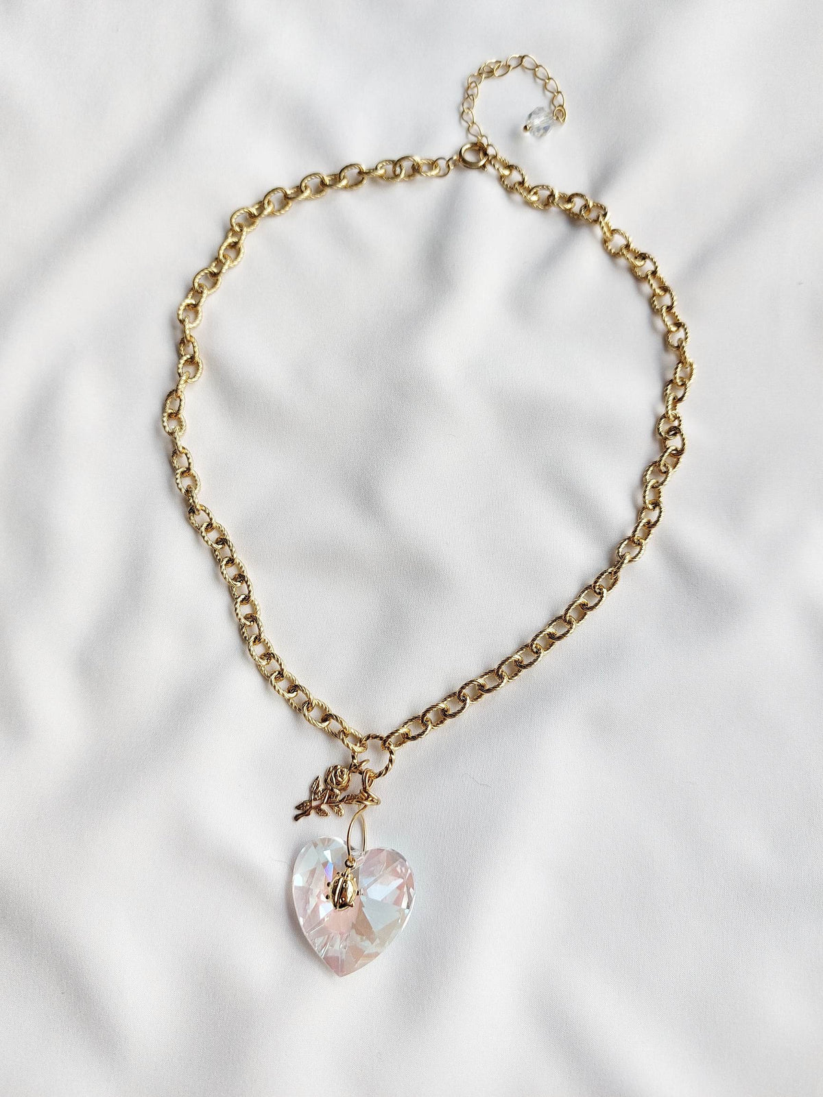 PORTAIL collier doré cœur cristal