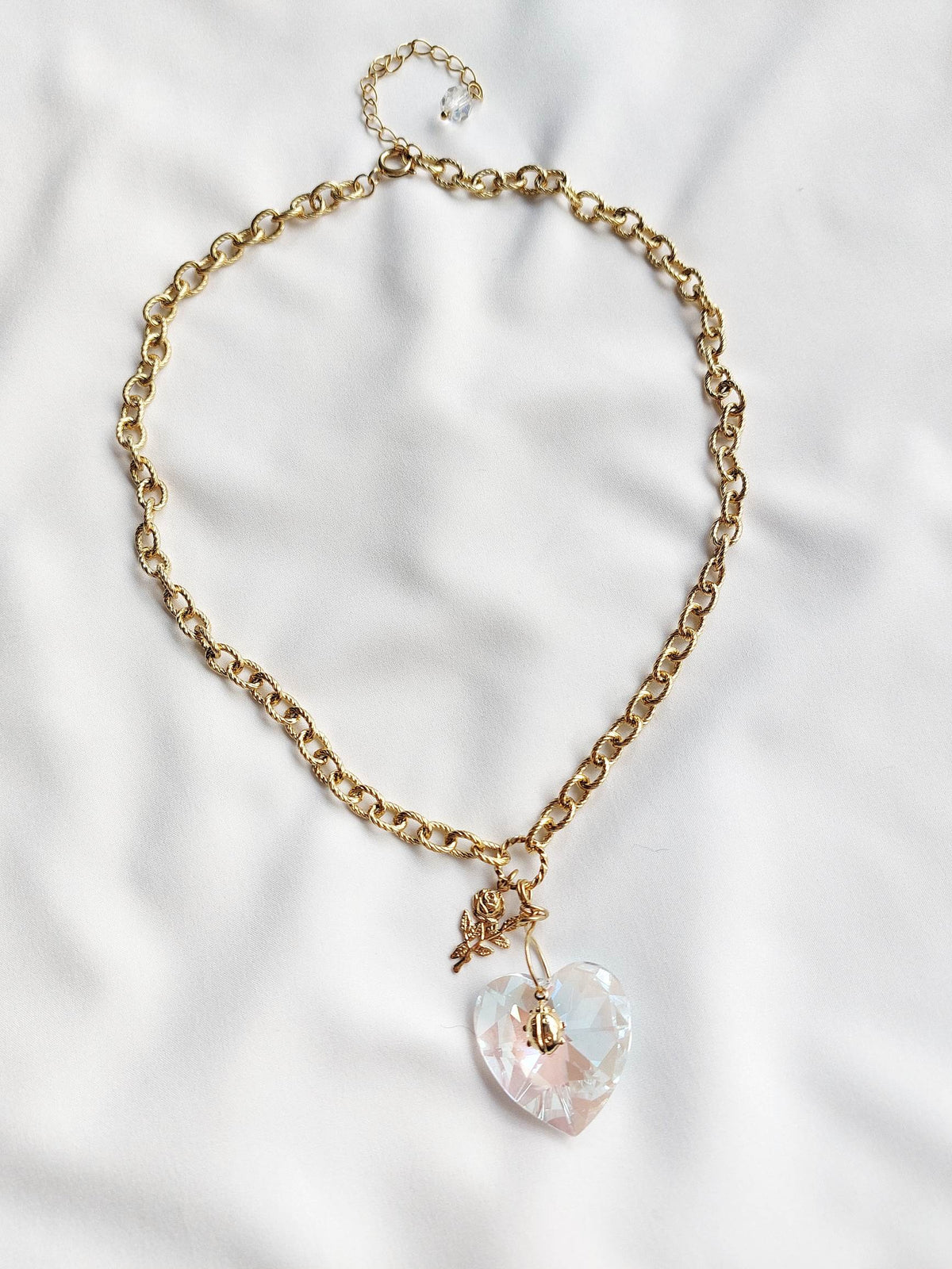 PORTAIL collier doré cœur cristal
