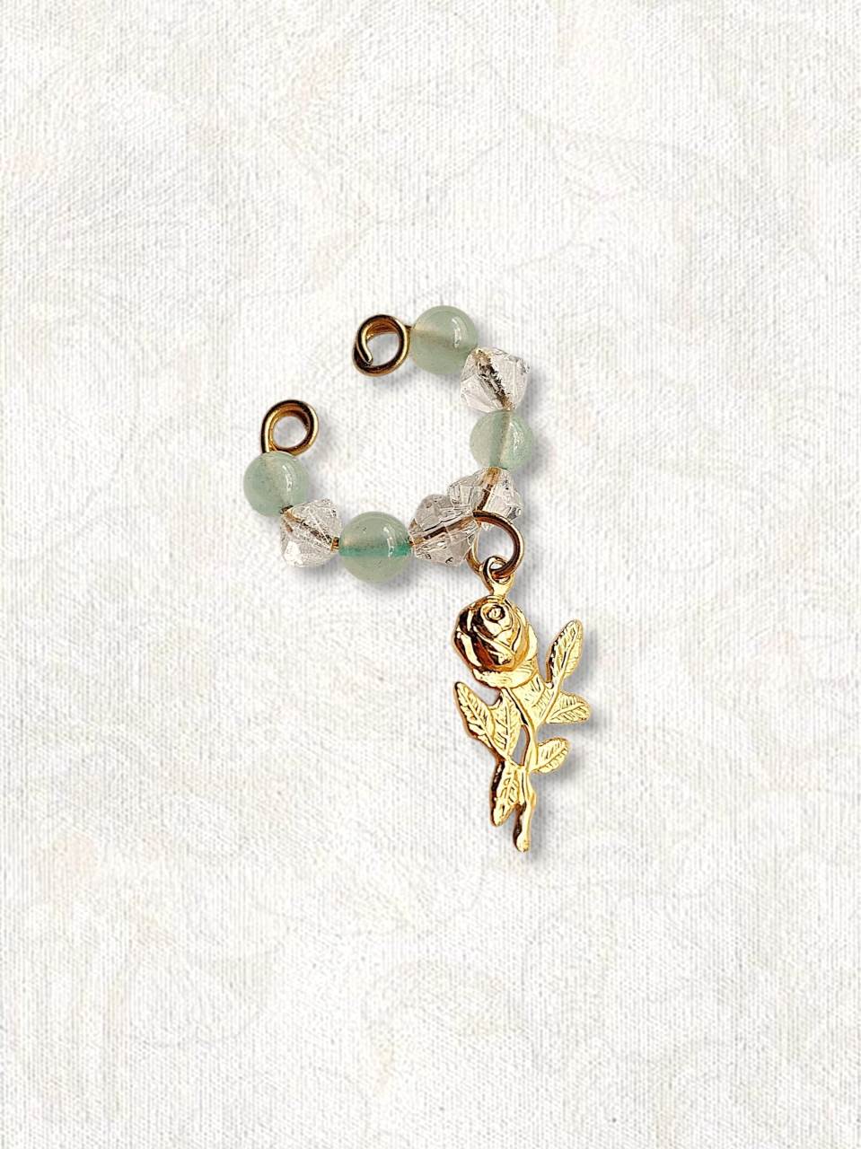 PROMESSE earcuff vert avec rose