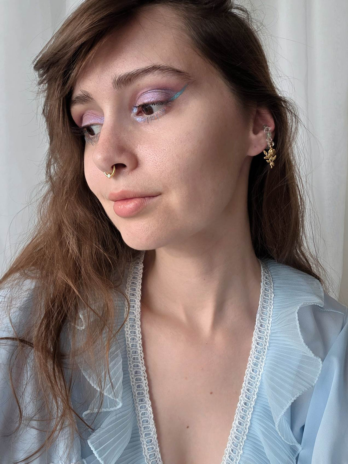 PROMESSE earcuff vert avec rose