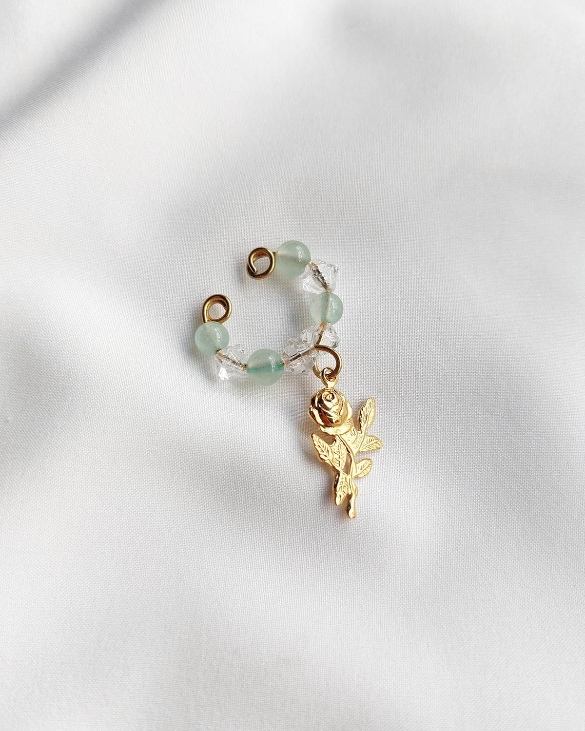 PROMESSE earcuff vert avec rose