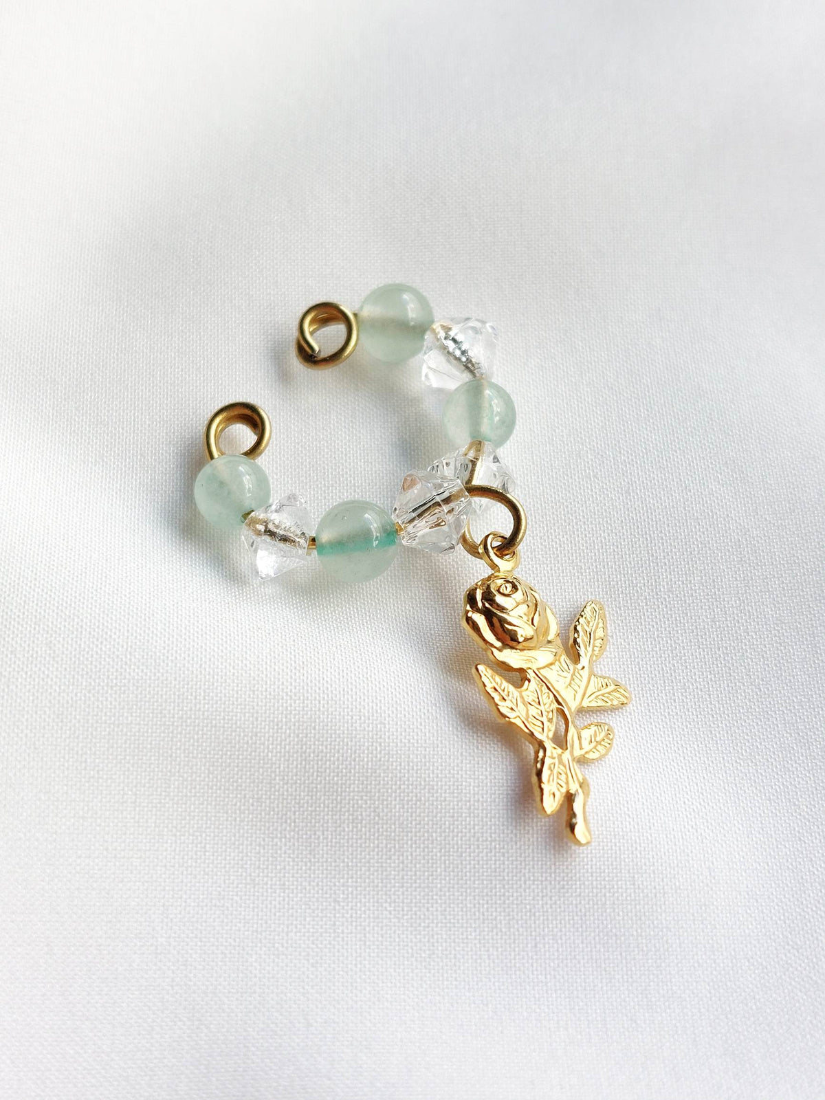 PROMESSE earcuff vert avec rose