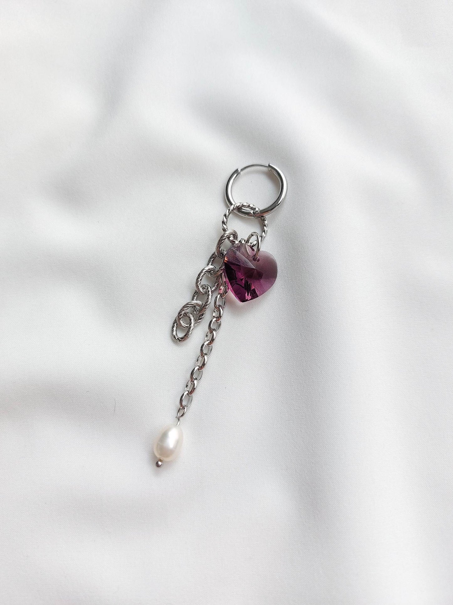 MAYHEM Silver Single Hoop Earring with Cross Charm