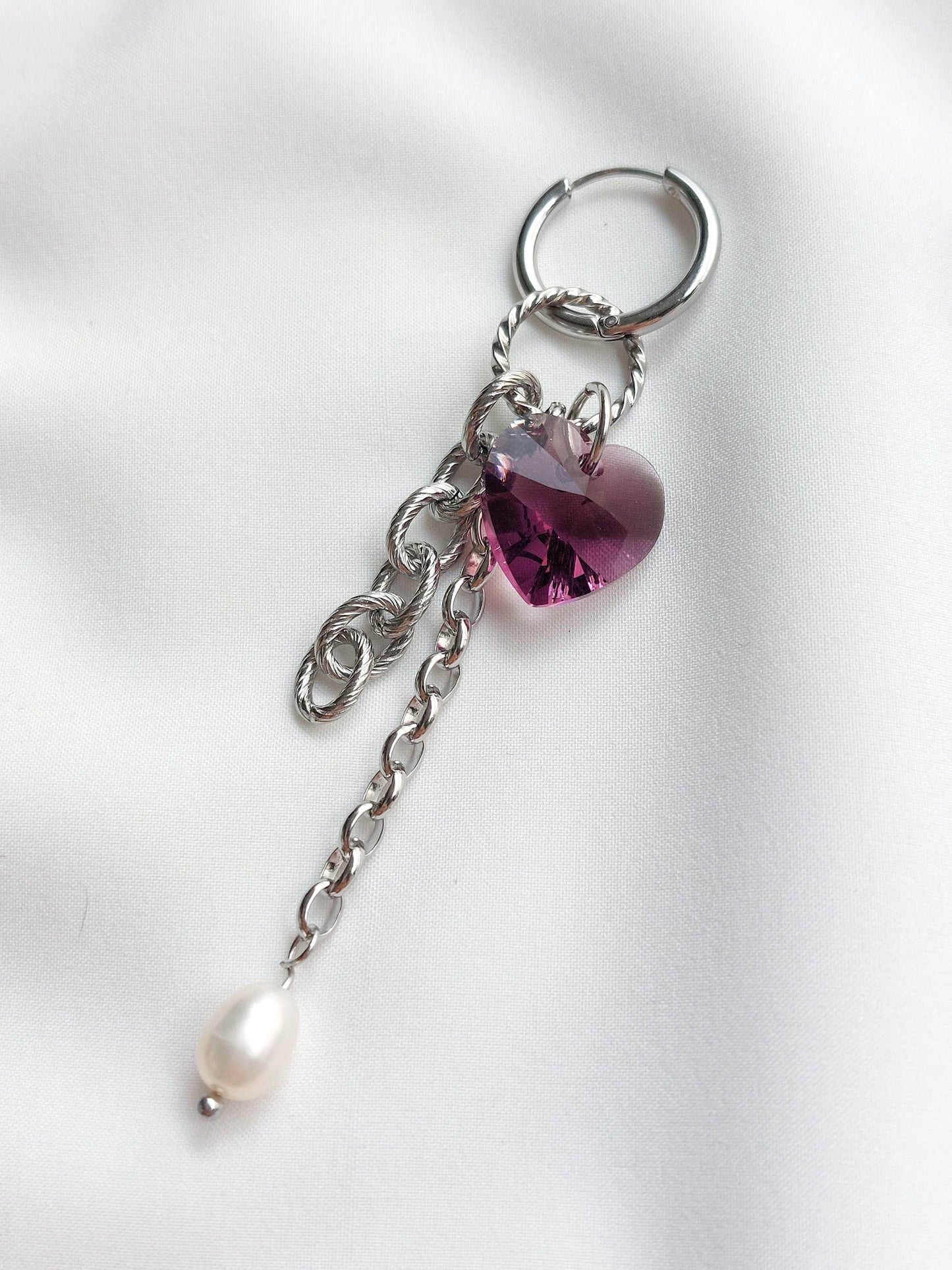 MAYHEM Silver Single Hoop Earring with Cross Charm