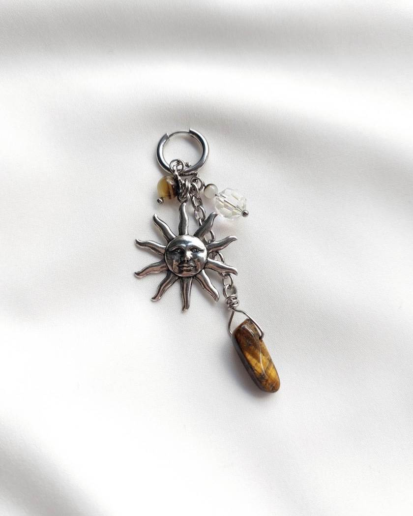 REINCARNATION single loop silver and brown sun