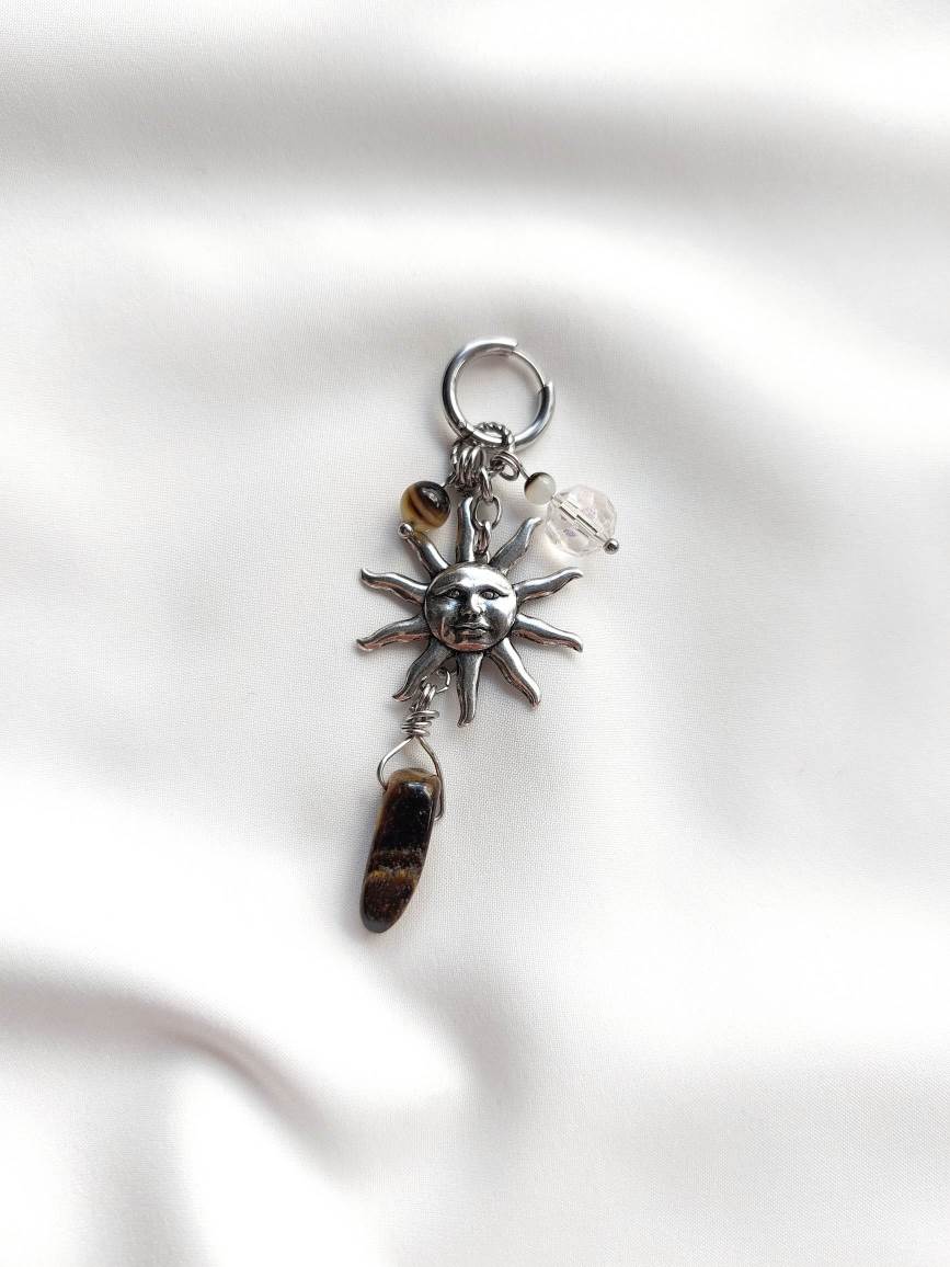 REINCARNATION single loop silver and brown sun
