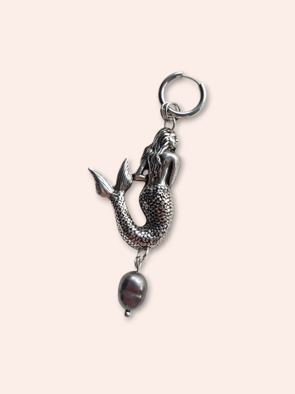 DARK SILVER mermaid single hoop RELIC