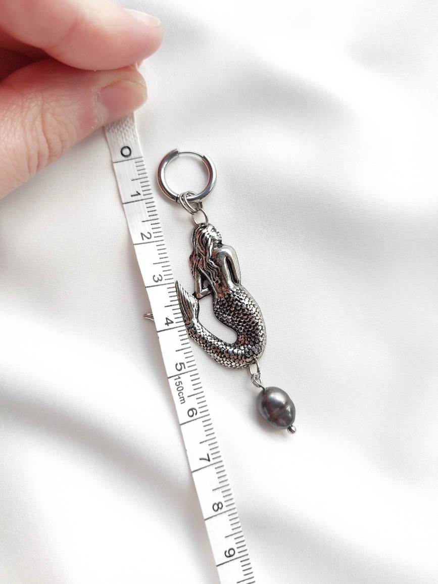 DARK SILVER mermaid single hoop RELIC