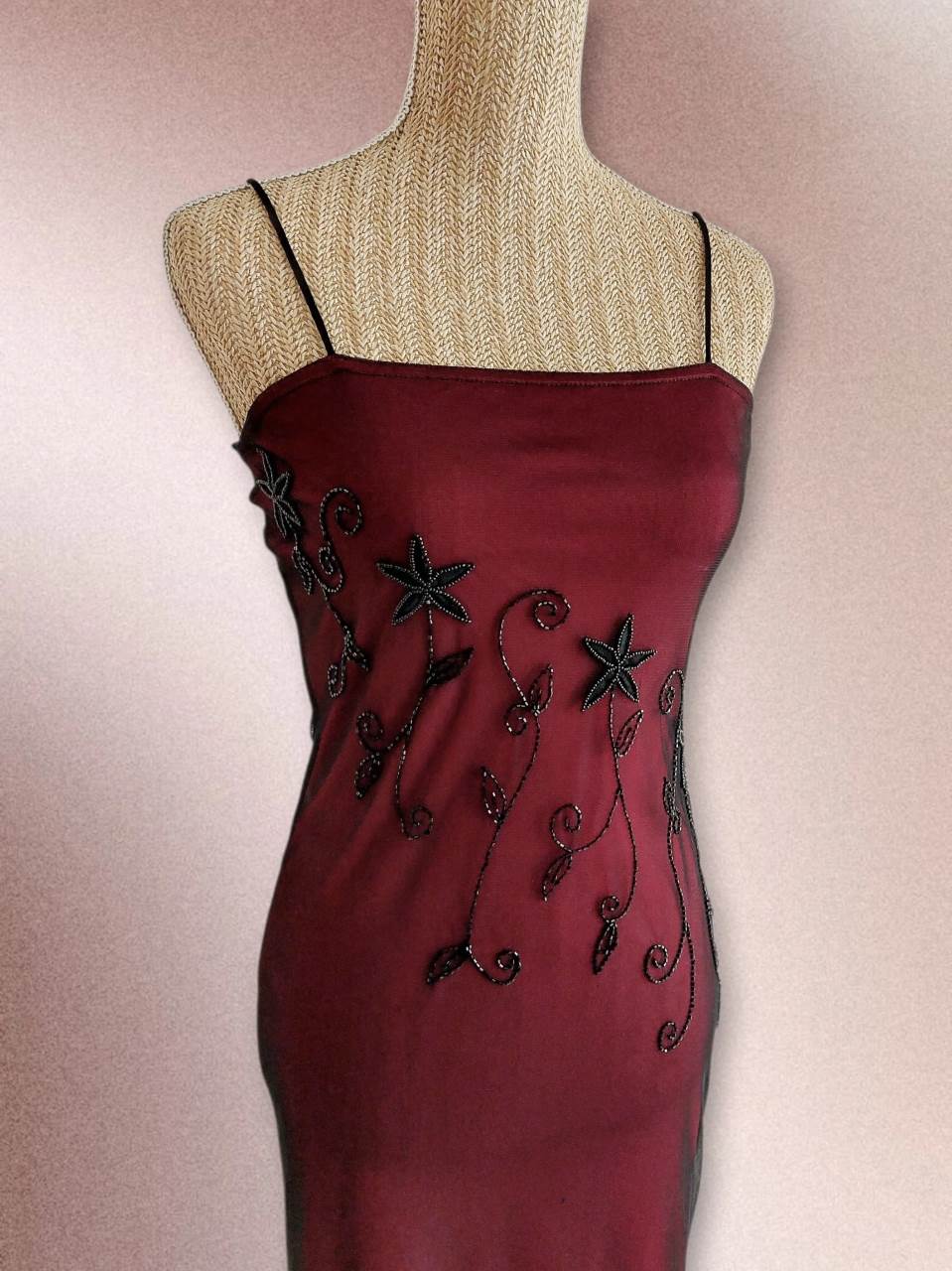 DIVA red and black tube dress with embroidered beads Size 36