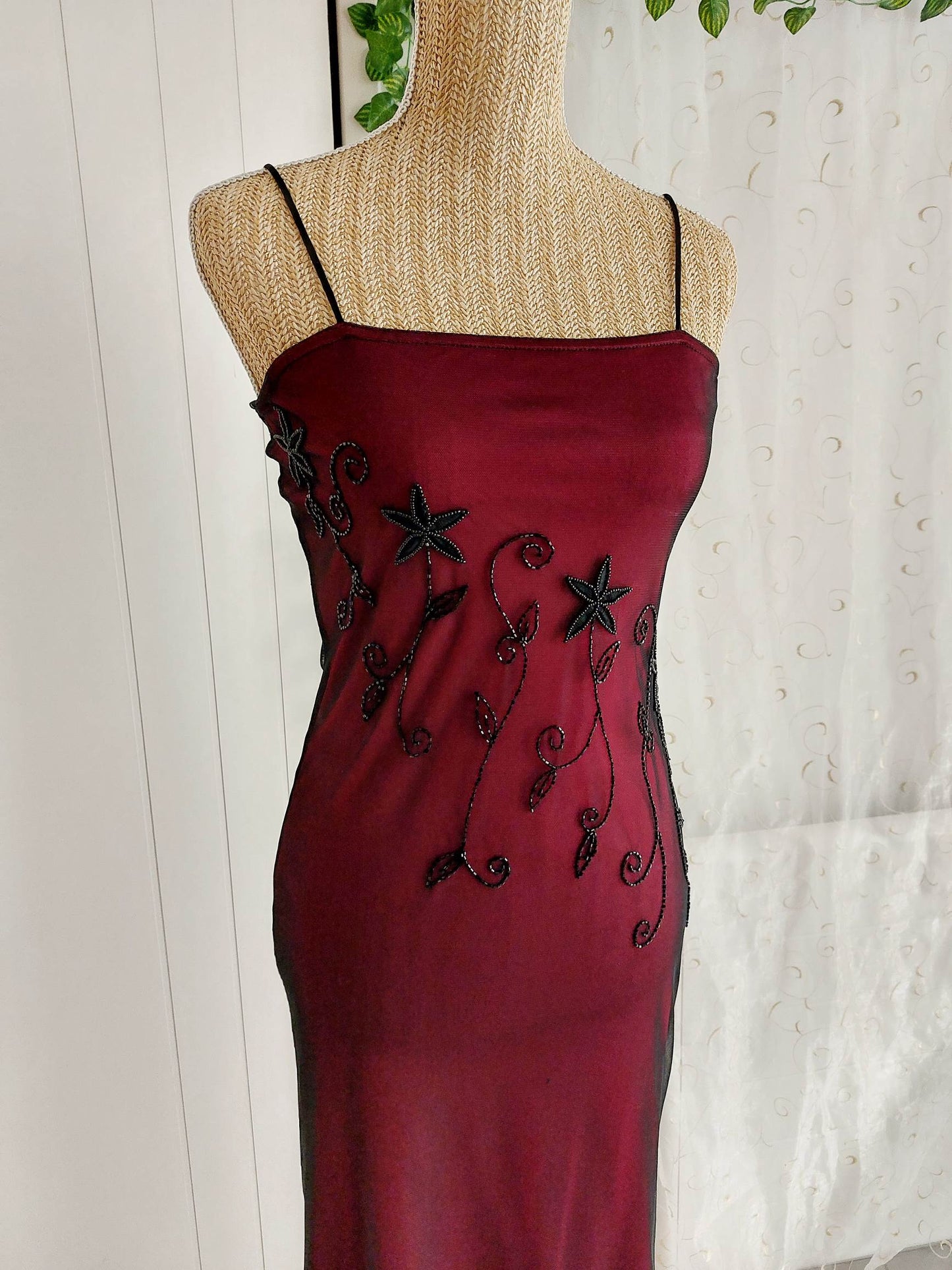 DIVA red and black tube dress with embroidered beads Size 36