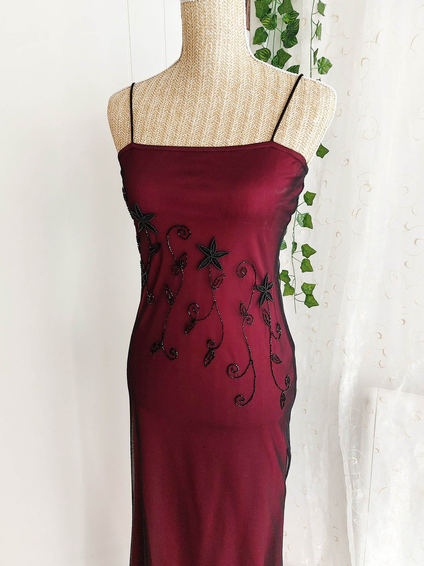 DIVA red and black tube dress with embroidered beads Size 36