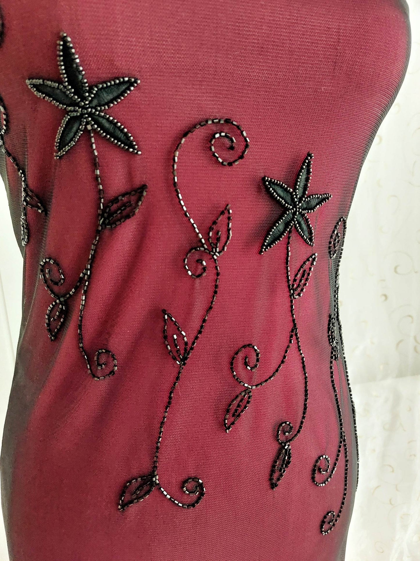 DIVA red and black tube dress with embroidered beads Size 36
