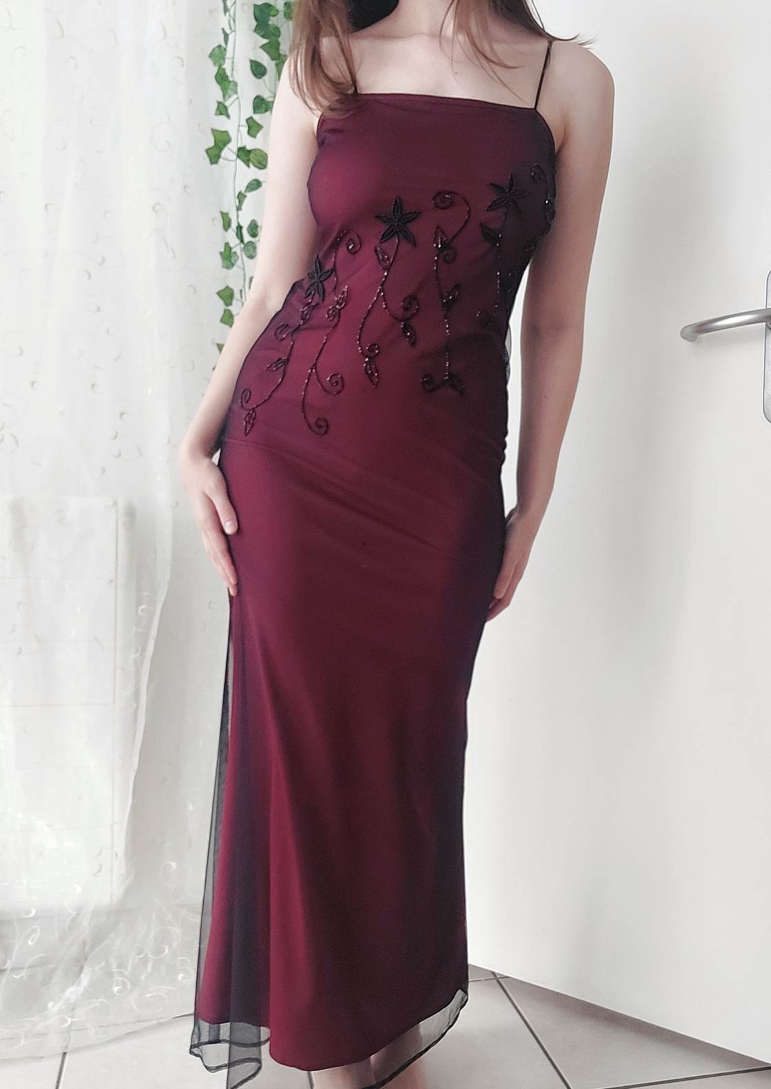 DIVA red and black tube dress with embroidered beads Size 36