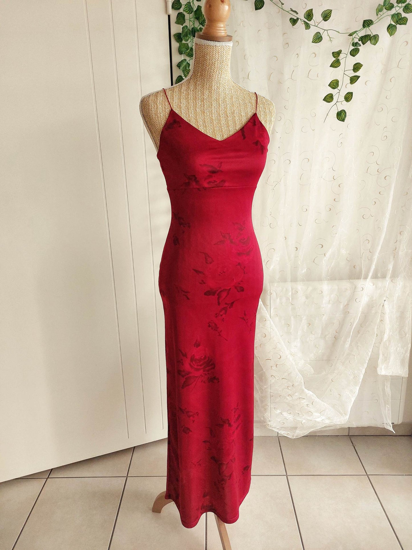 RUBIS red dress with pink patterns size 34