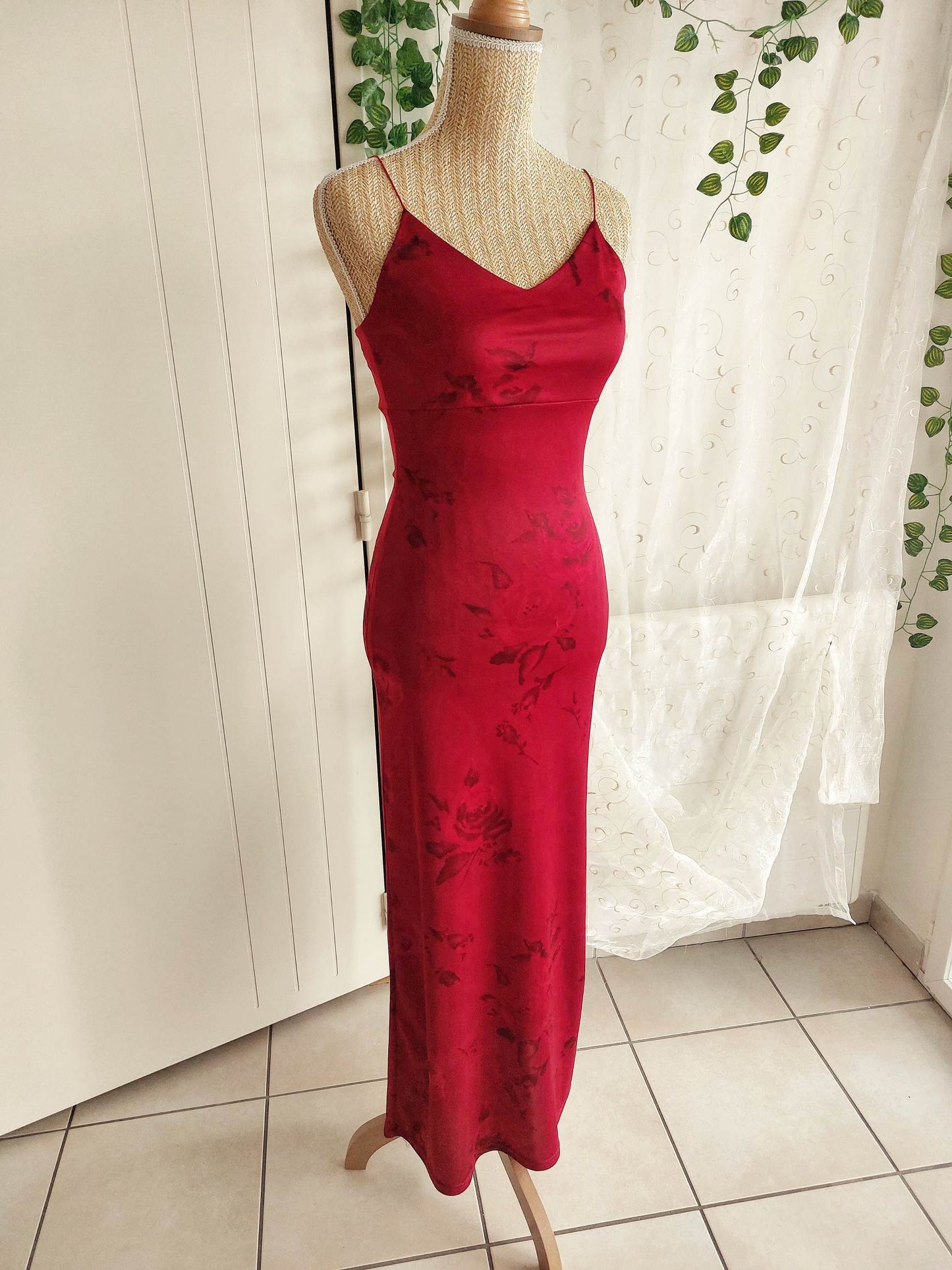 RUBIS red dress with pink patterns size 34