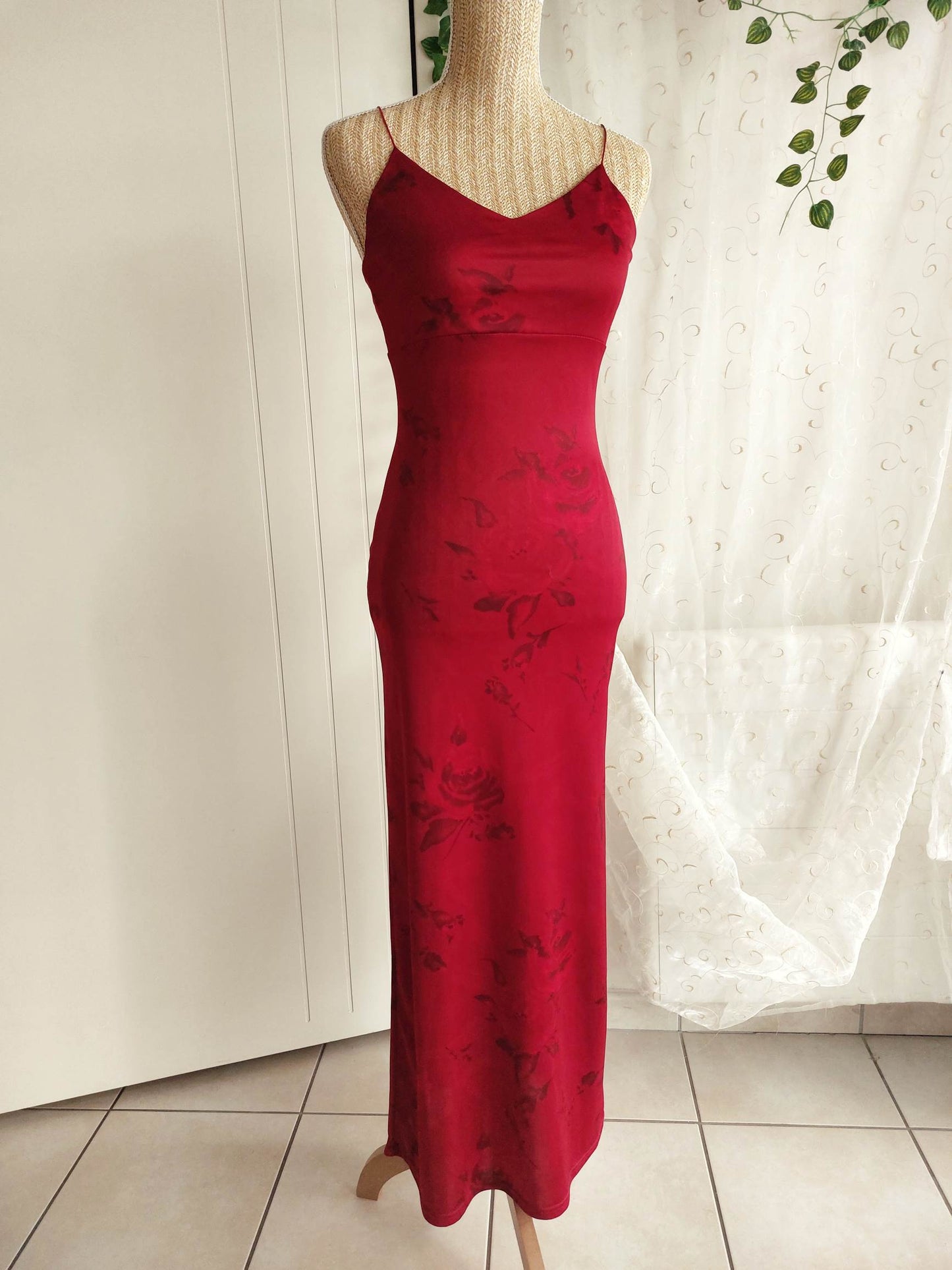 RUBIS red dress with pink patterns size 34