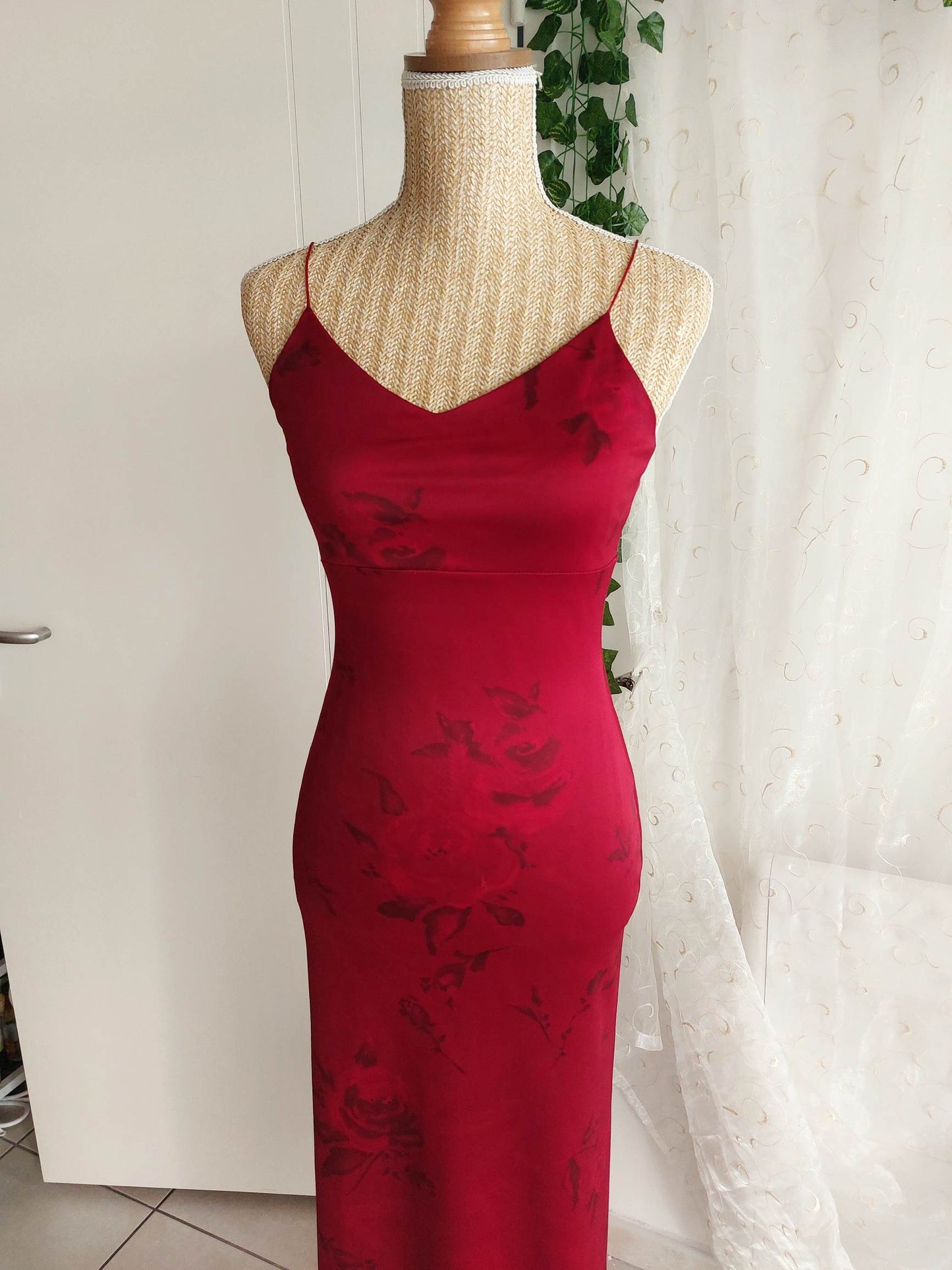 RUBIS red dress with pink patterns size 34