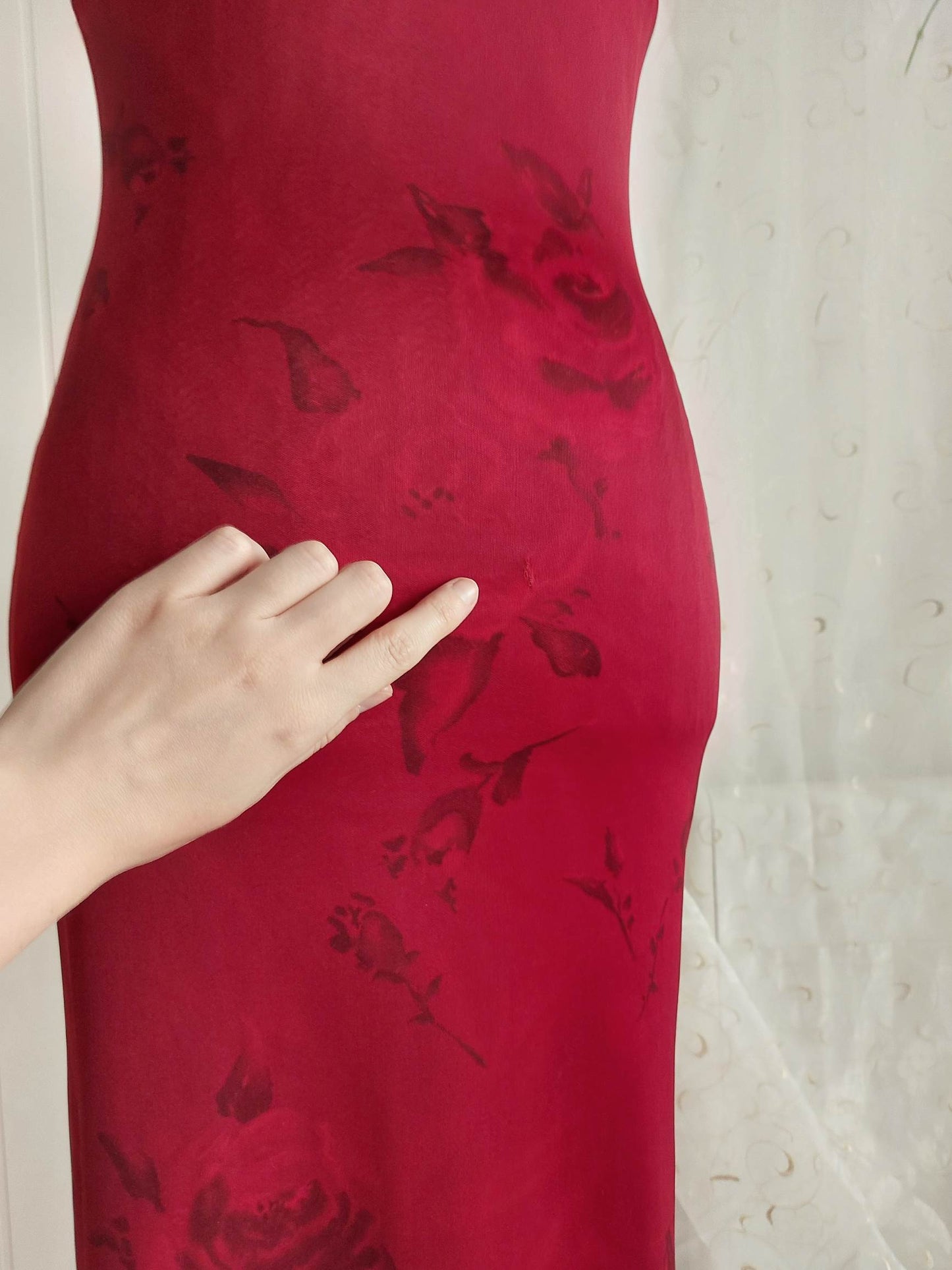 RUBIS red dress with pink patterns size 34