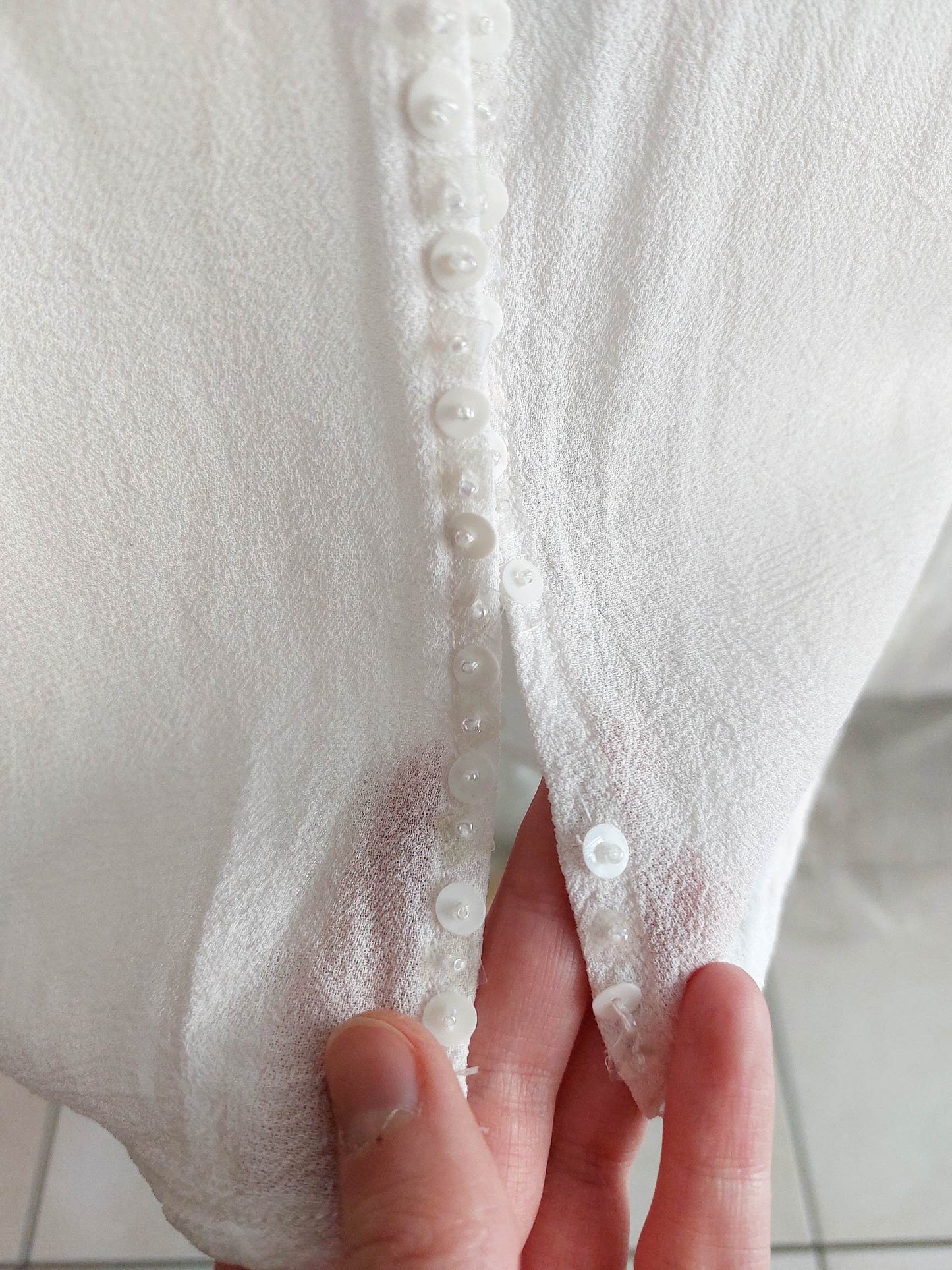 CELESTE white empire dress with beads Derhy size 38