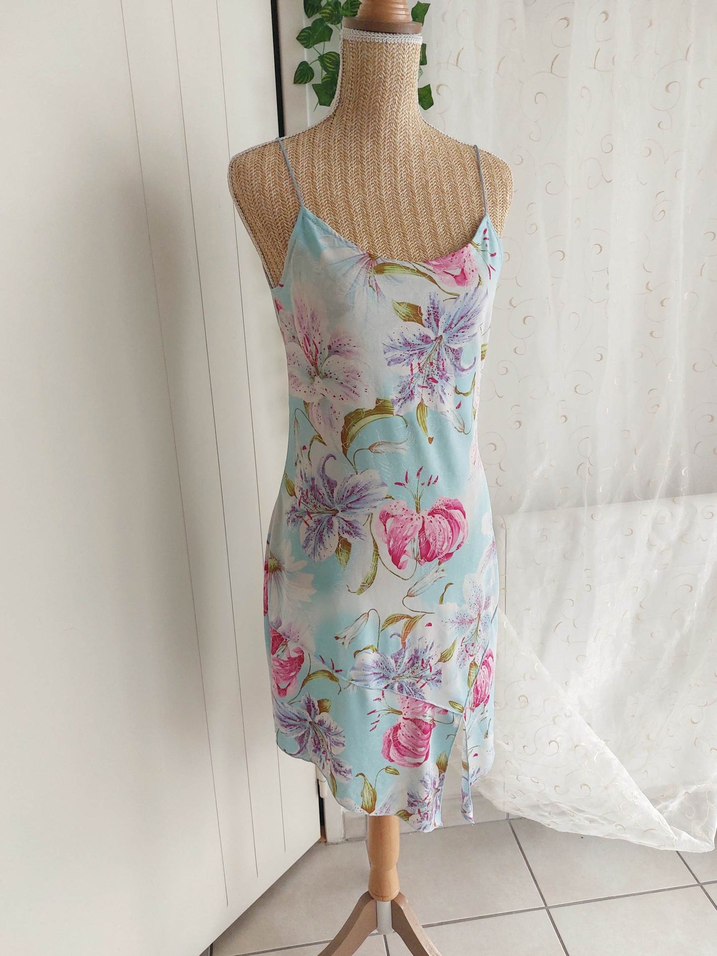 NÉNUPHAR Blue and Pink Flowy Dress Size 38/40