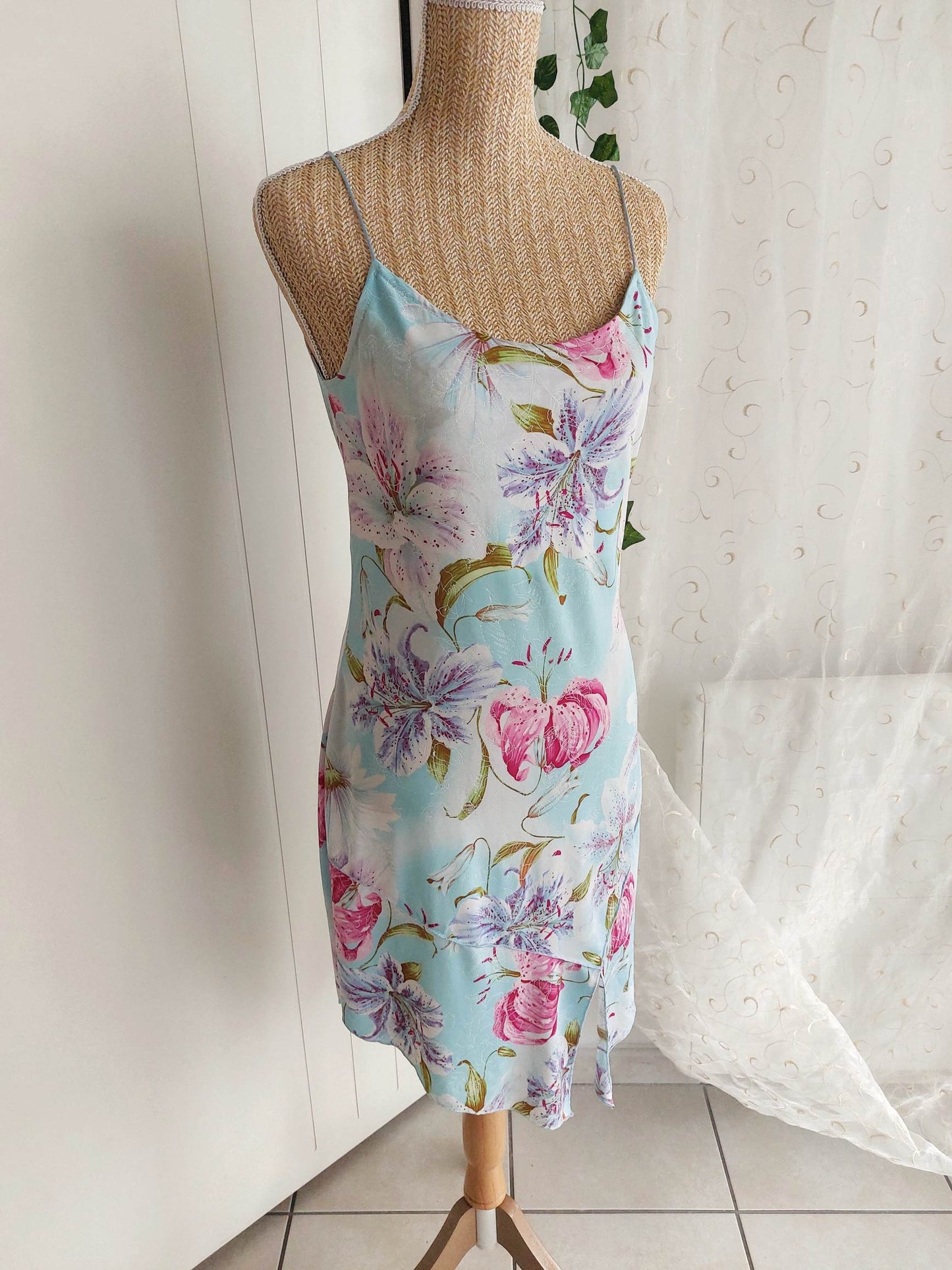 NÉNUPHAR Blue and Pink Flowy Dress Size 38/40