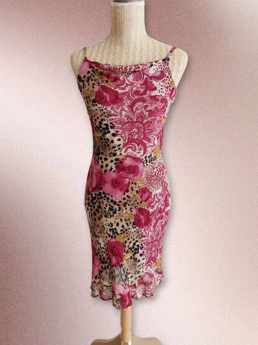 MONICA chic floral and leopard print dress size 36