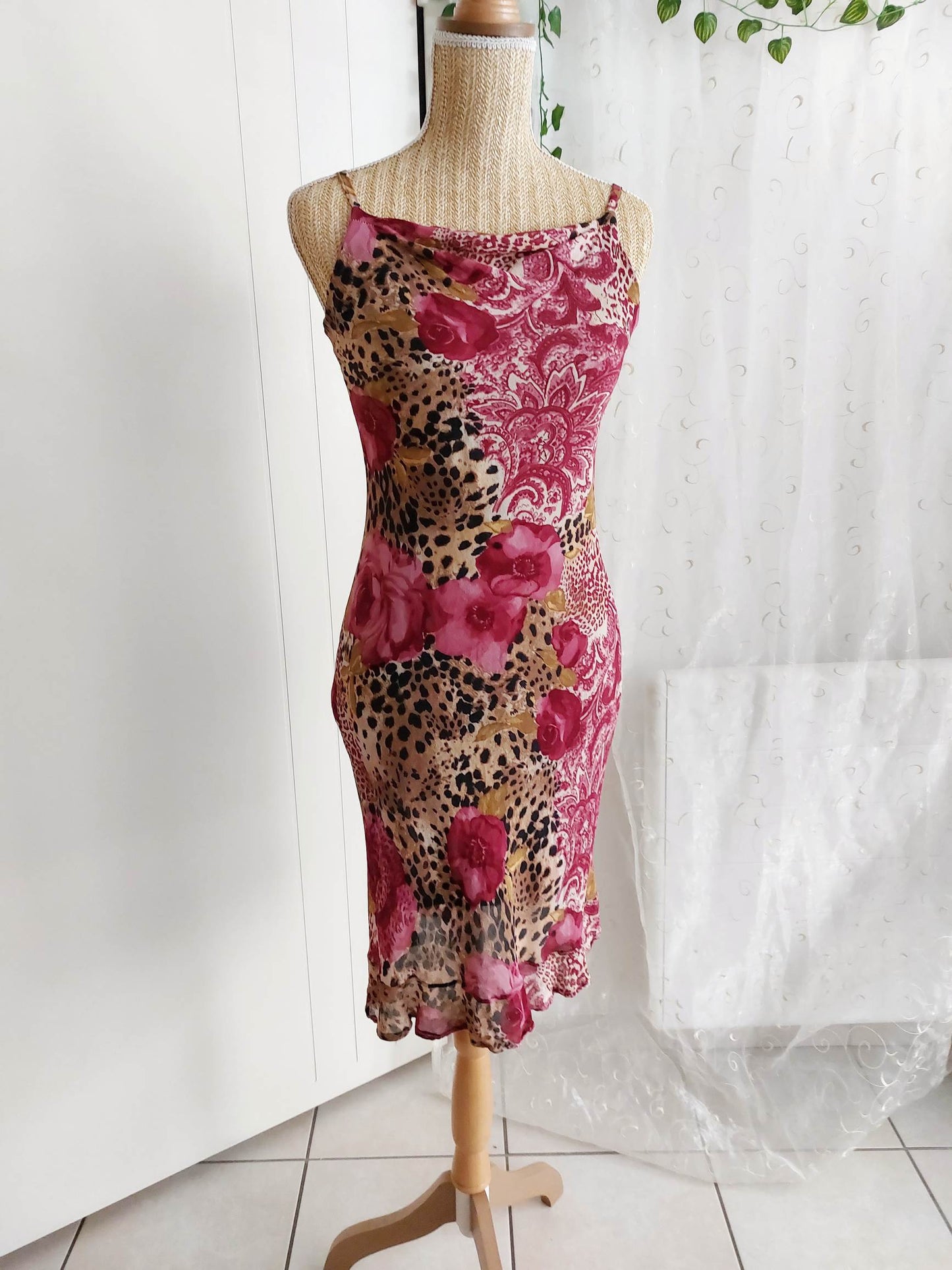 MONICA chic floral and leopard print dress size 36
