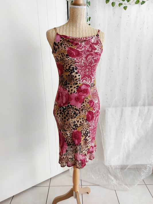 MONICA chic floral and leopard print dress size 36
