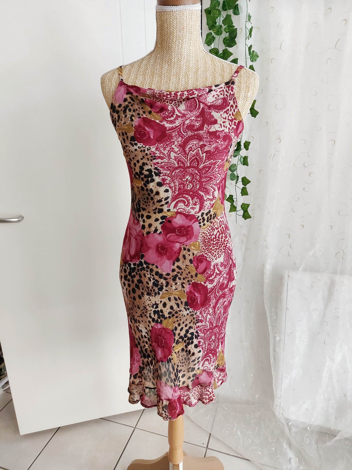 MONICA chic floral and leopard print dress size 36
