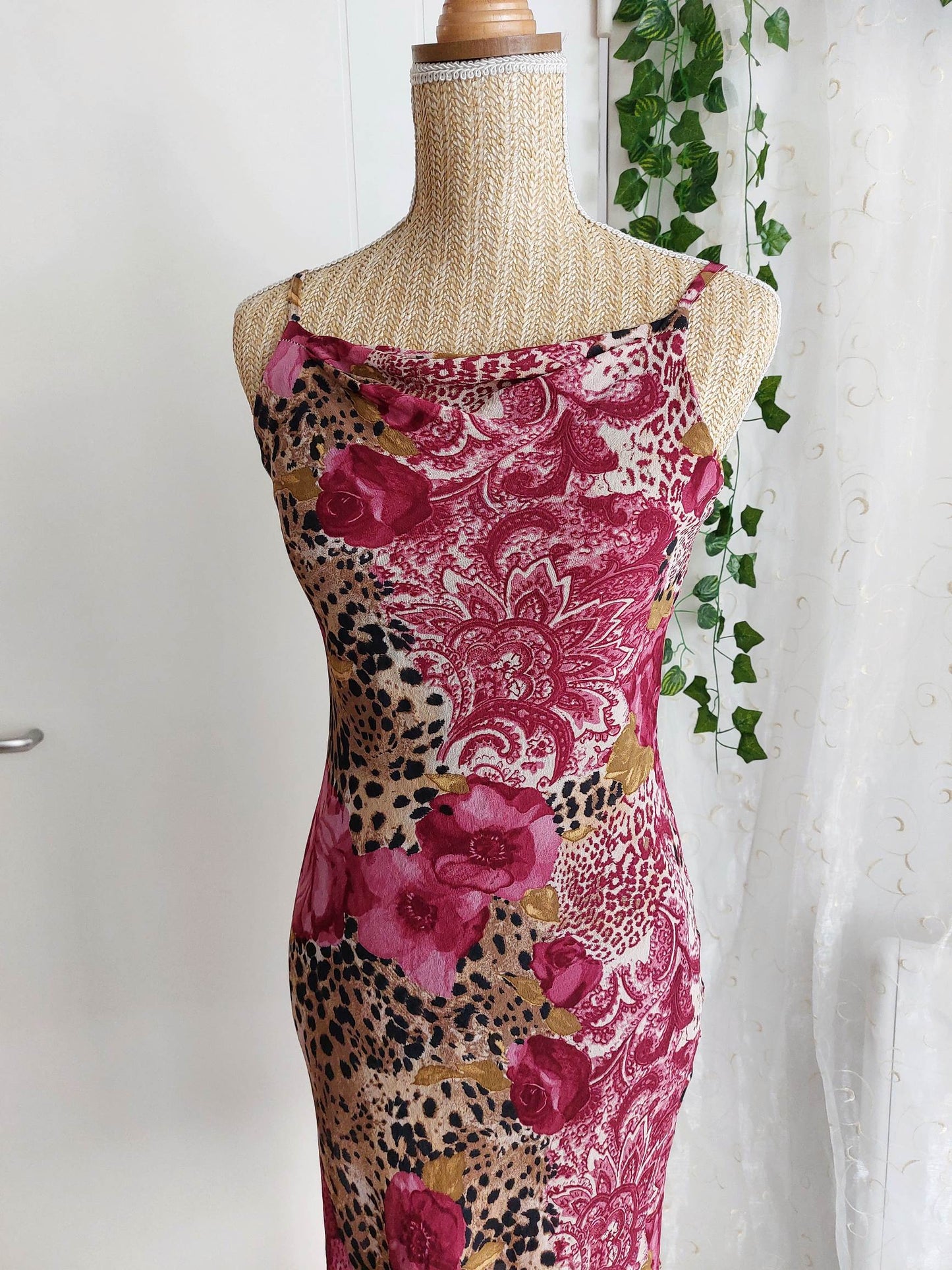 MONICA chic floral and leopard print dress size 36