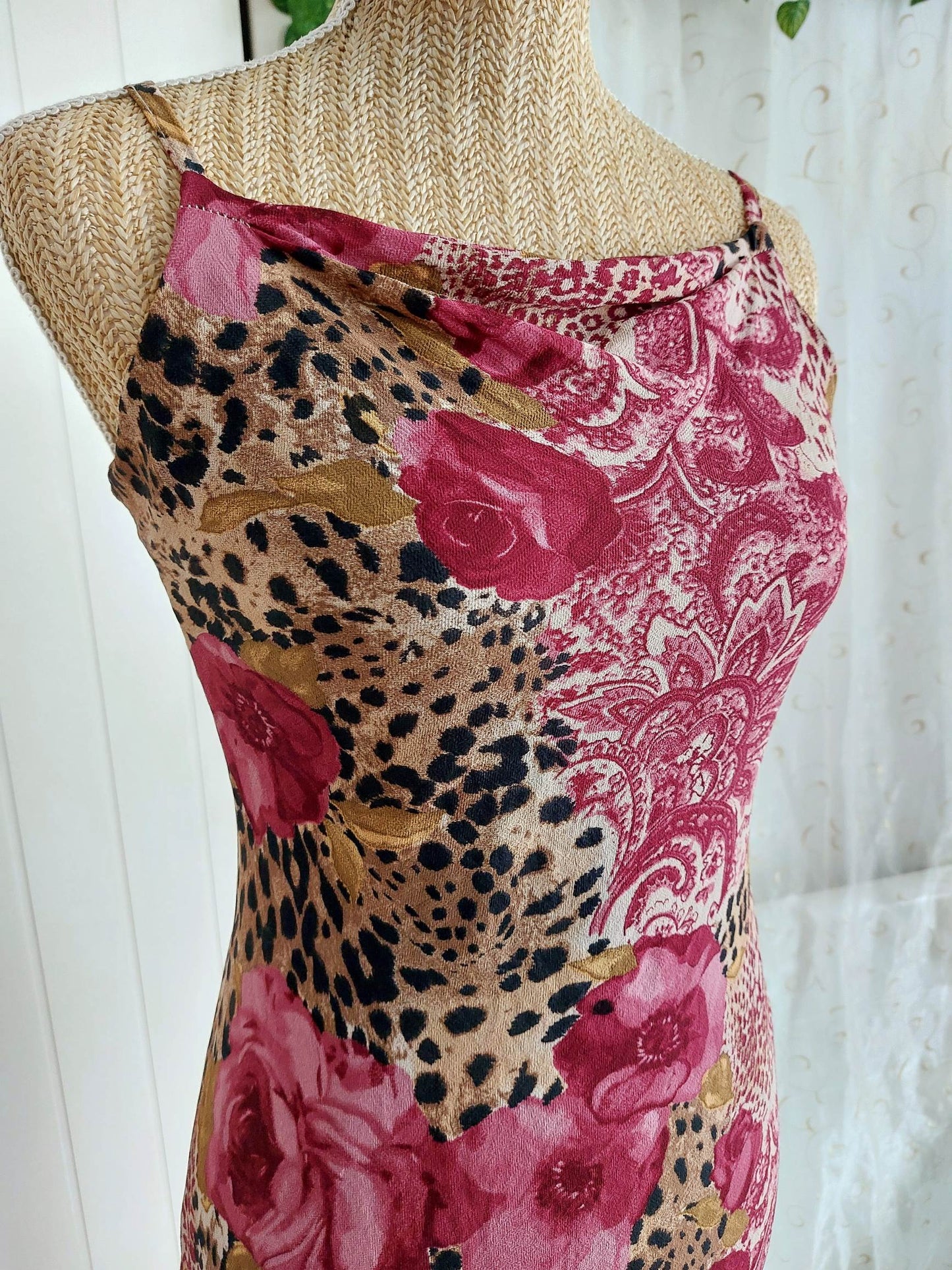 MONICA chic floral and leopard print dress size 36