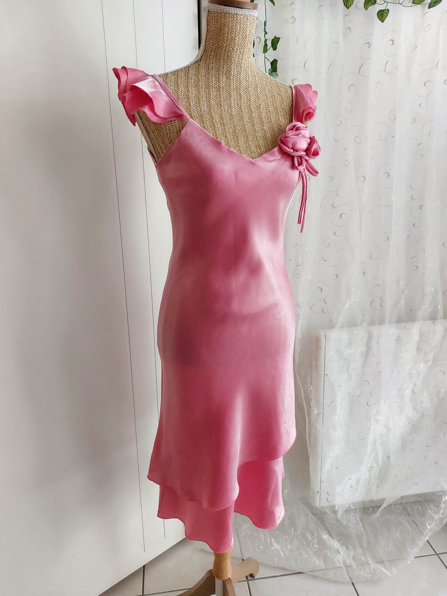 ROSETTA Romantic pink dress with flower Size 36