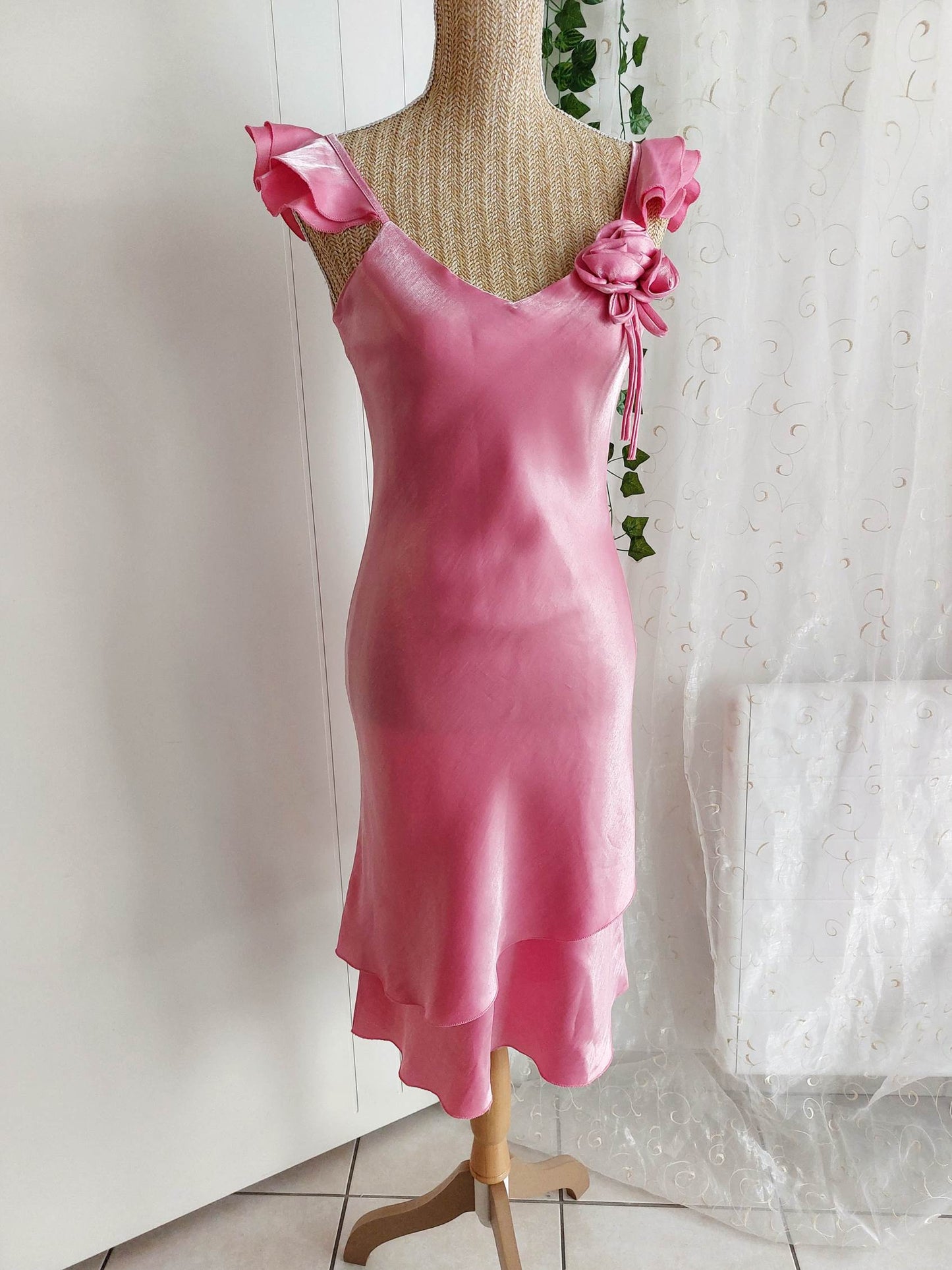ROSETTA Romantic pink dress with flower Size 36