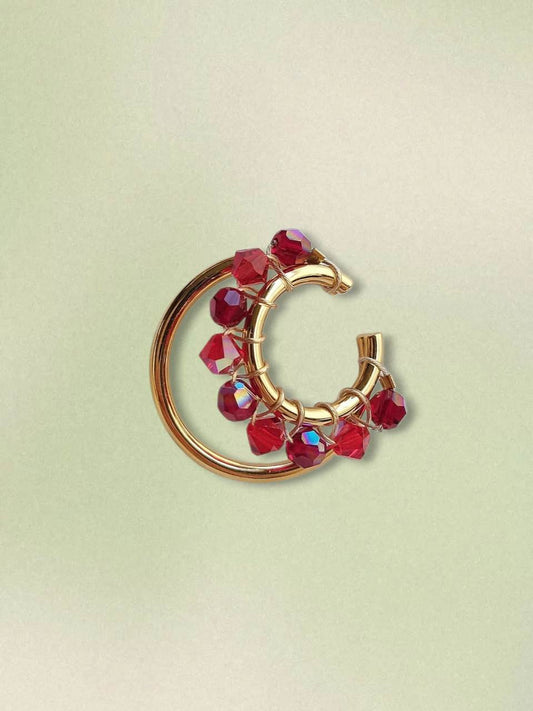 SCARLET earcuff doré cristaux rouges