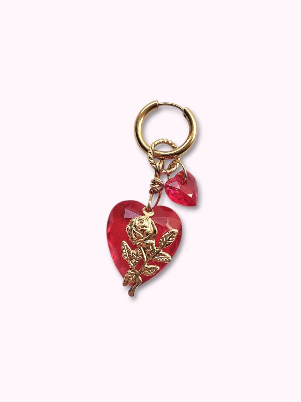 PASSIONATA gold and red single loop earring